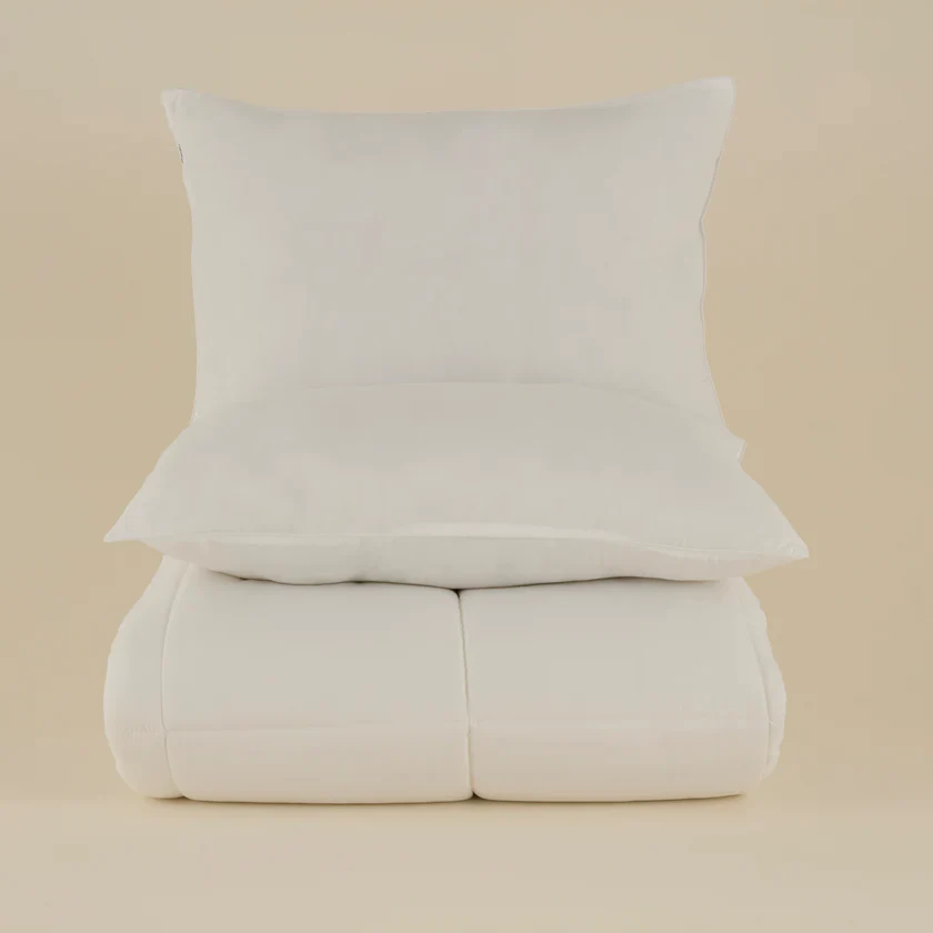 Karaca Home Basic Microfiber Duvet and Pillow Set, Offwhite
