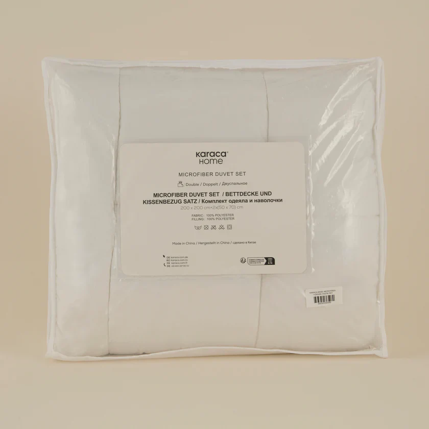 Karaca Home Basic Microfiber Duvet and Pillow Set, Offwhite - Image 5