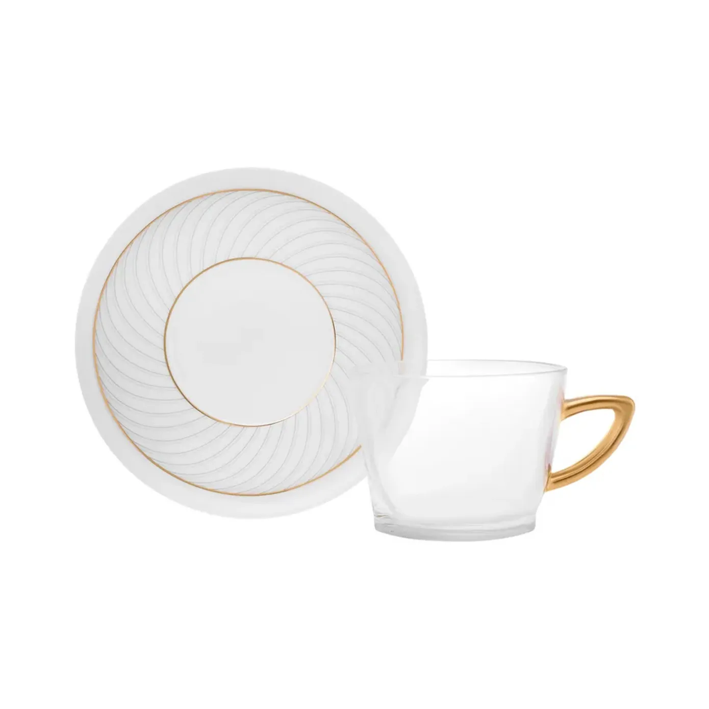 Karaca Bekka 4-Piece Glass Teacup and Saucer Set for 2 People, Multi - Image 3