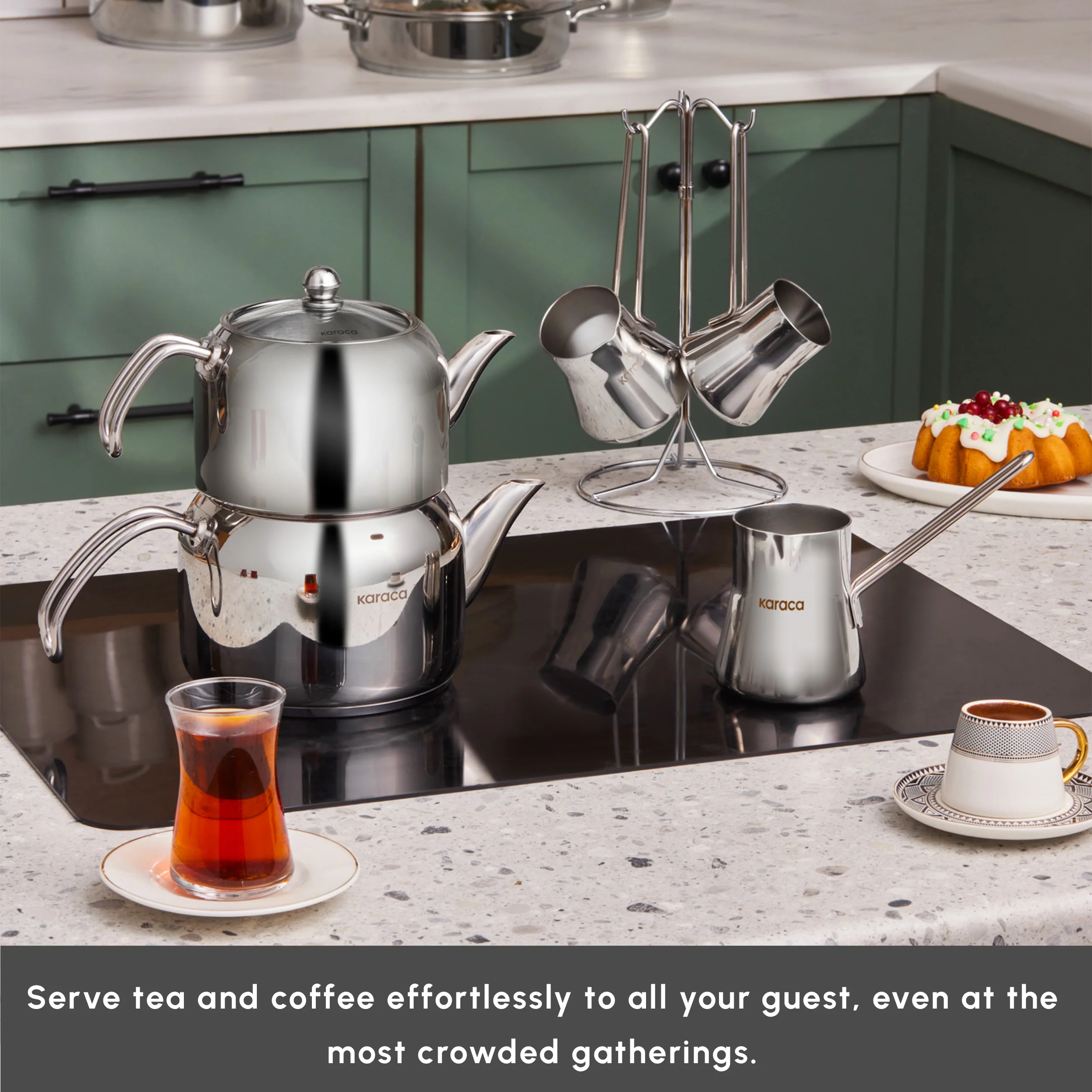 Karaca Belgrad 15-Piece Complete Stainless Steel Kitchen Cookware Set, Silver - Image 7