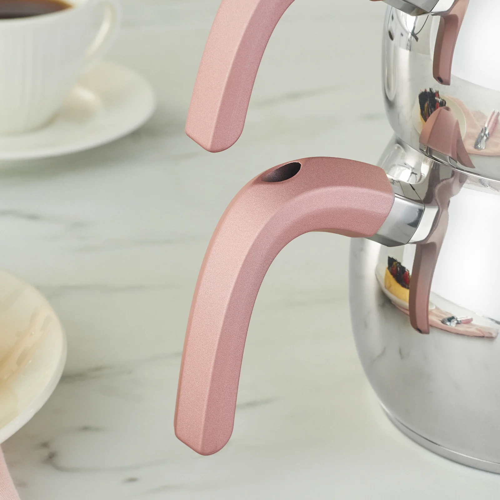 Karaca Belinay Stainless Steel Induction Teapot Set, Medium, Rose Silver - Image 3