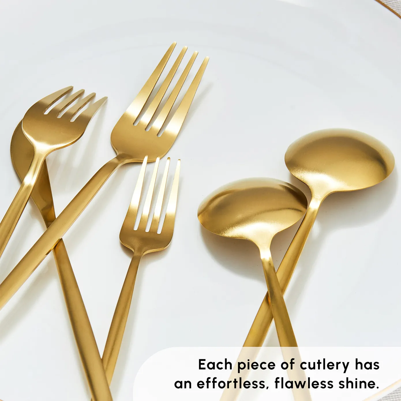 Karaca Bella 24-Piece Cutlery Set for 6 People, Matte Gold - Image 6