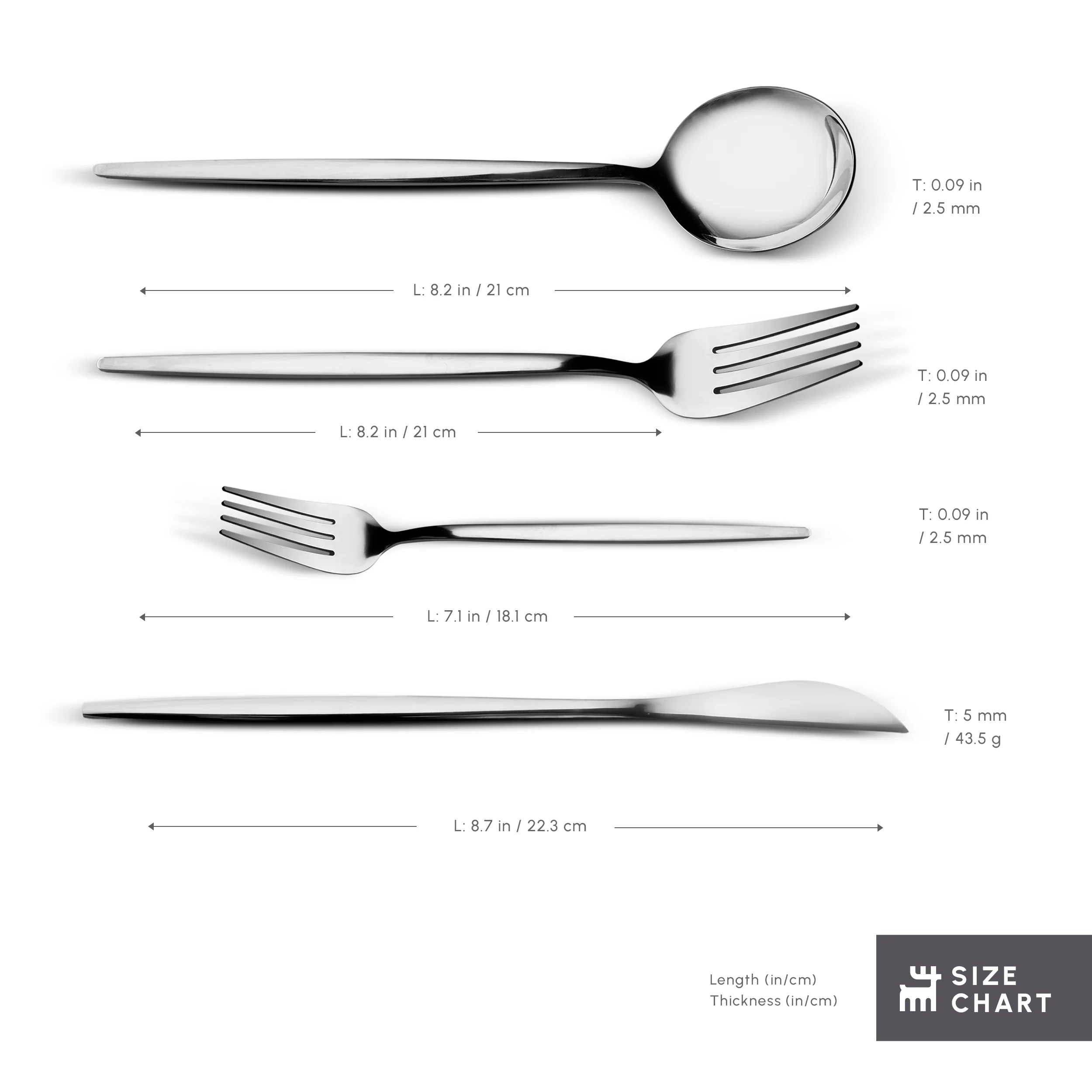 Karaca Bella Stainless Steel 24-Piece Cutlery Set for 6 People, Silver - Image 3