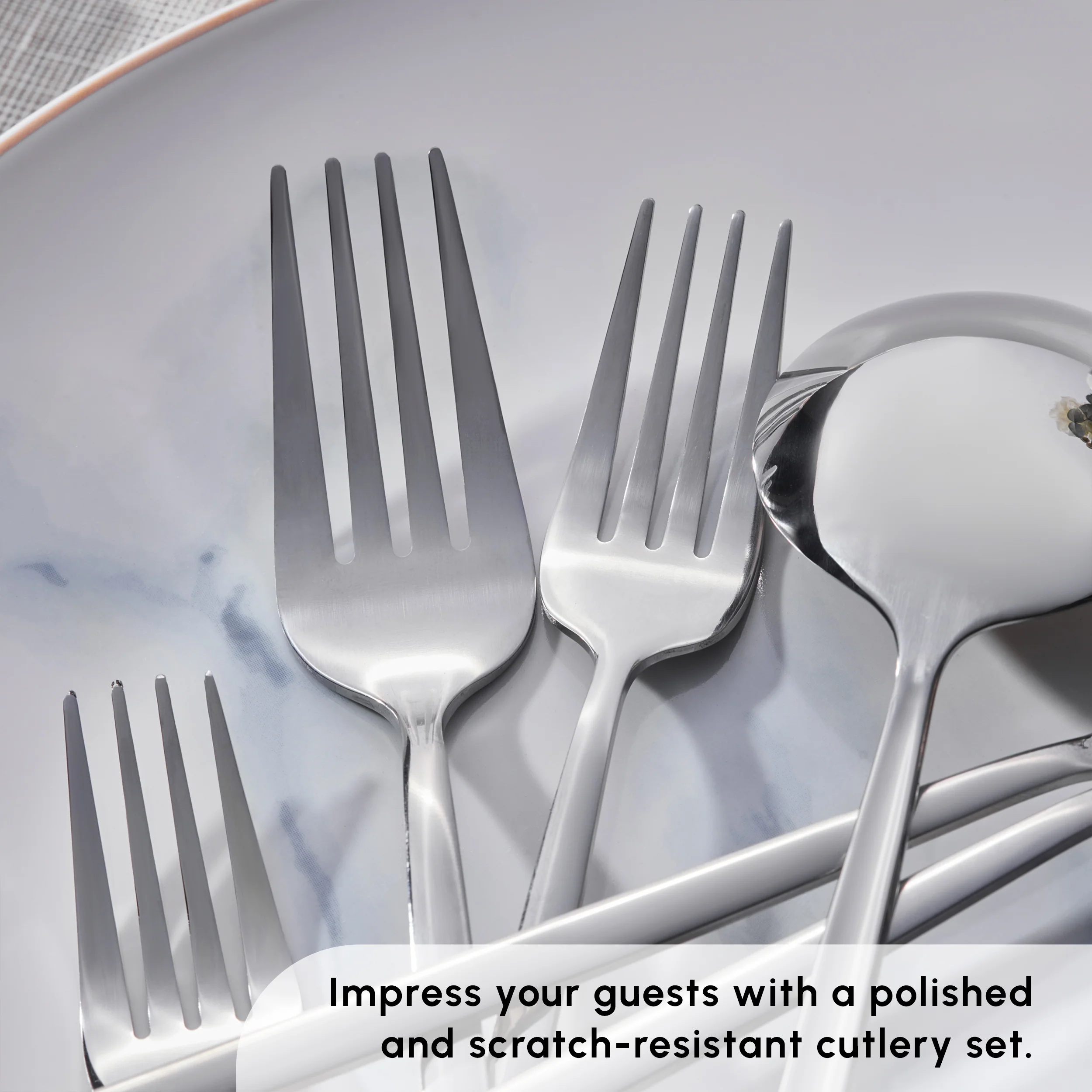 Karaca Bella Stainless Steel 24-Piece Cutlery Set for 6 People, Silver - Image 7