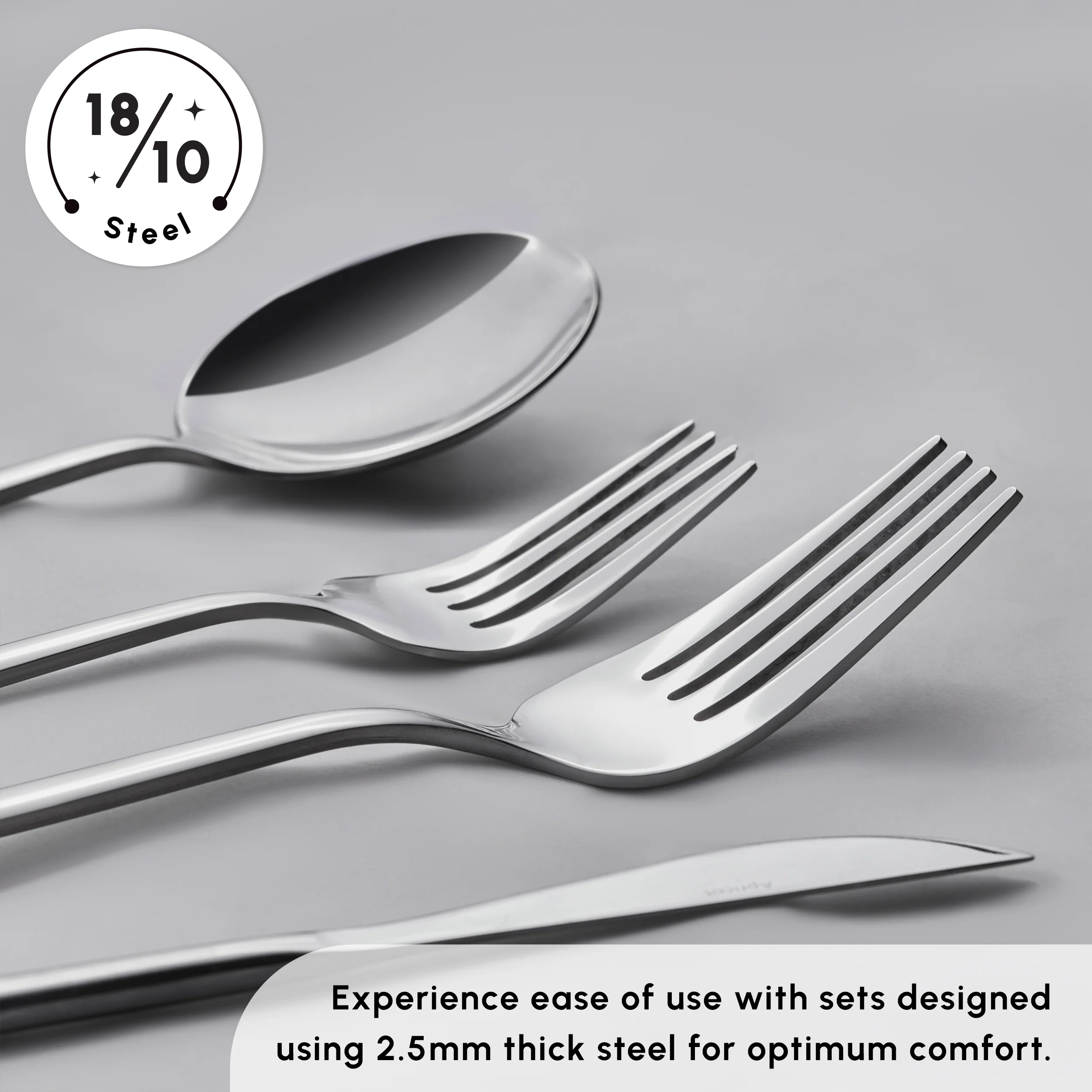 Karaca Bella Stainless Steel 24-Piece Cutlery Set for 6 People, Silver - Image 8
