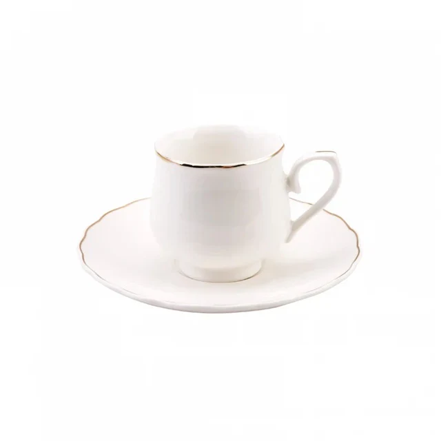 Karaca Beykoz 12-Piece Bone China Turkish Coffee Cup Set for 6 People, 80ml, White - Image 4