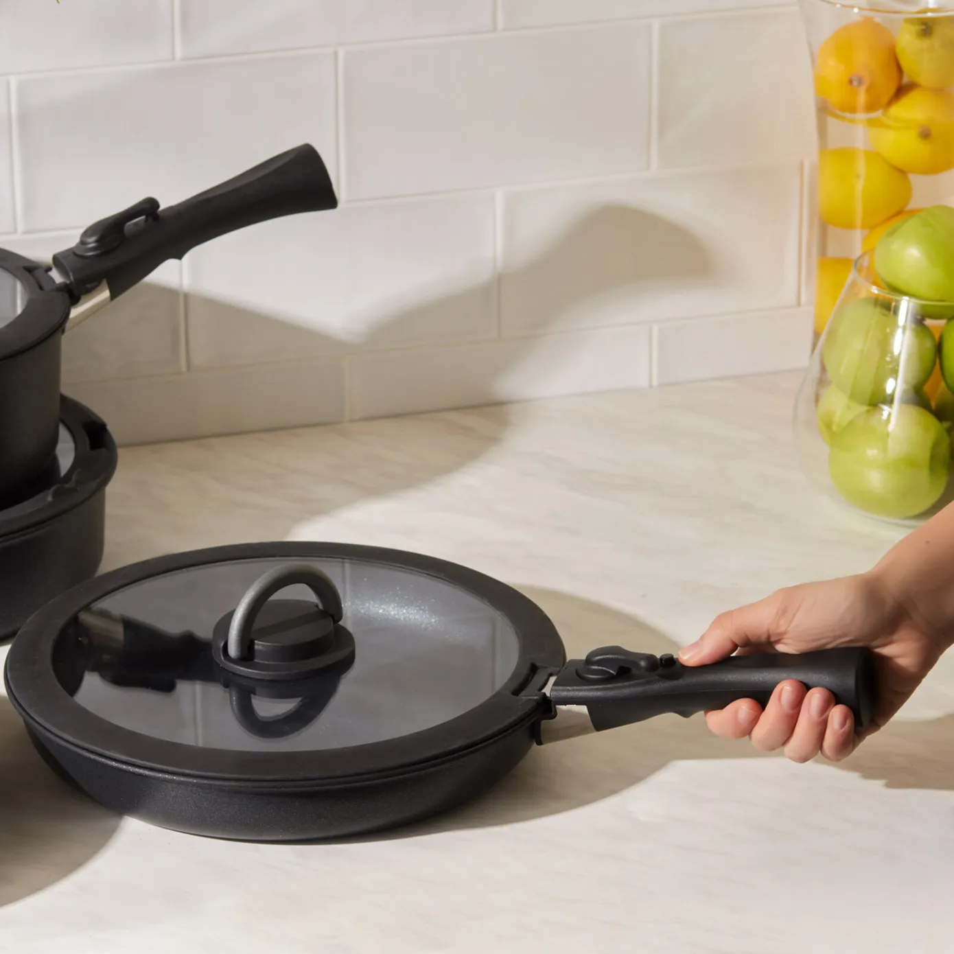Karaca BioDiamond Easy Clip 13-Piece Non-Stick Cookware Set, Black - Image 8