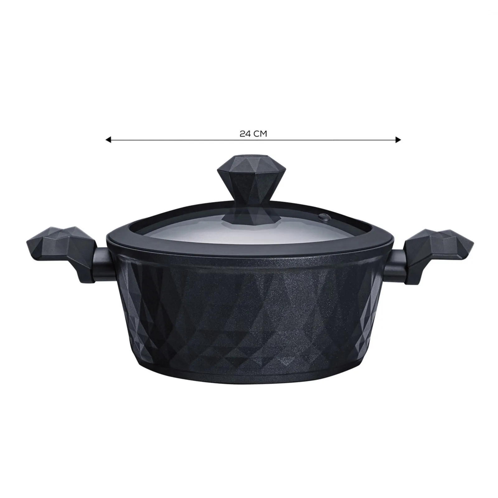 Karaca BioDiamond Non-Stick Antibacterial Handle Induction Stockpot with Lid, 24cm, Black - Image 3