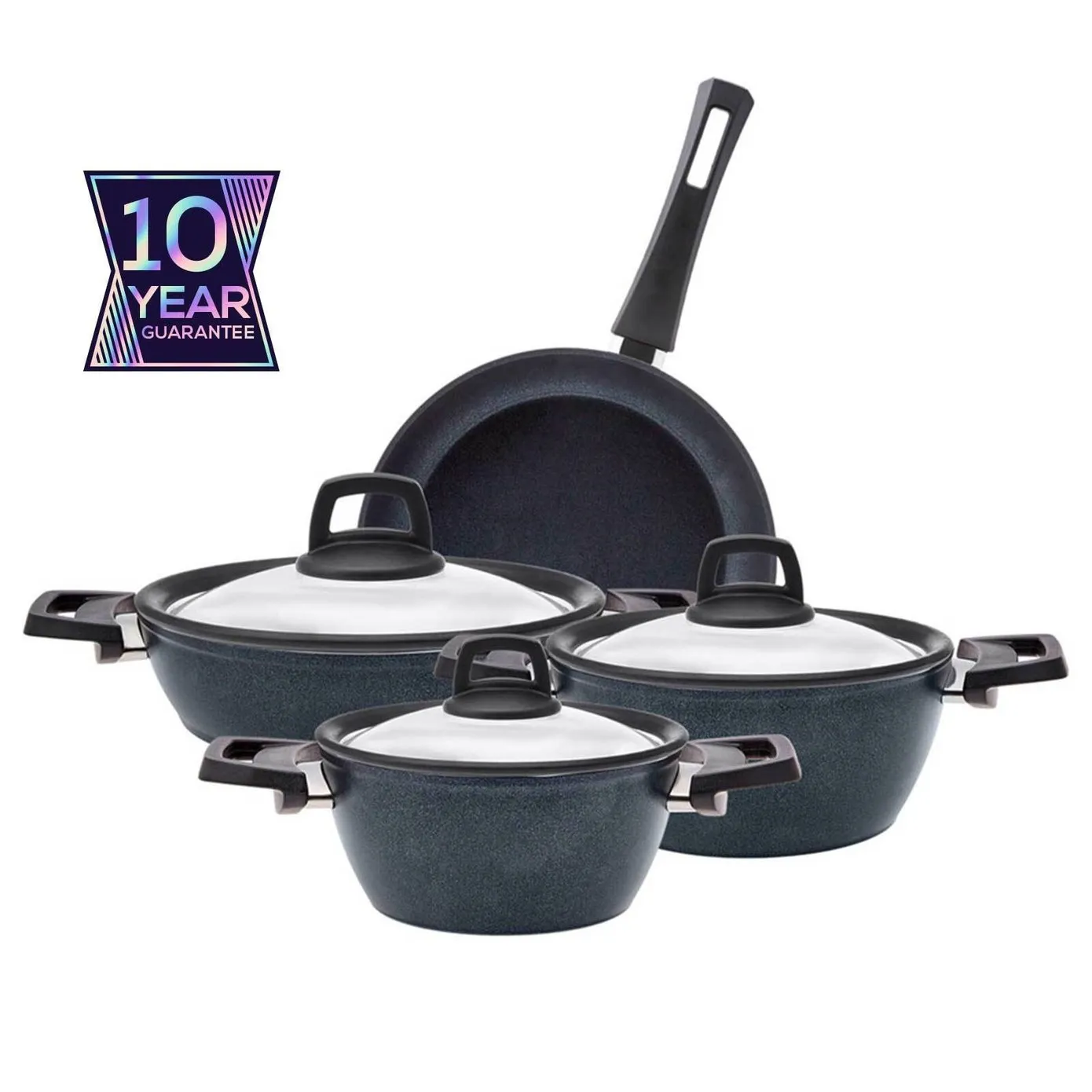 Karaca BioDiamond Powerful 7-Piece Induction Antibacterial Handle Cookware Set, Black - Image 2