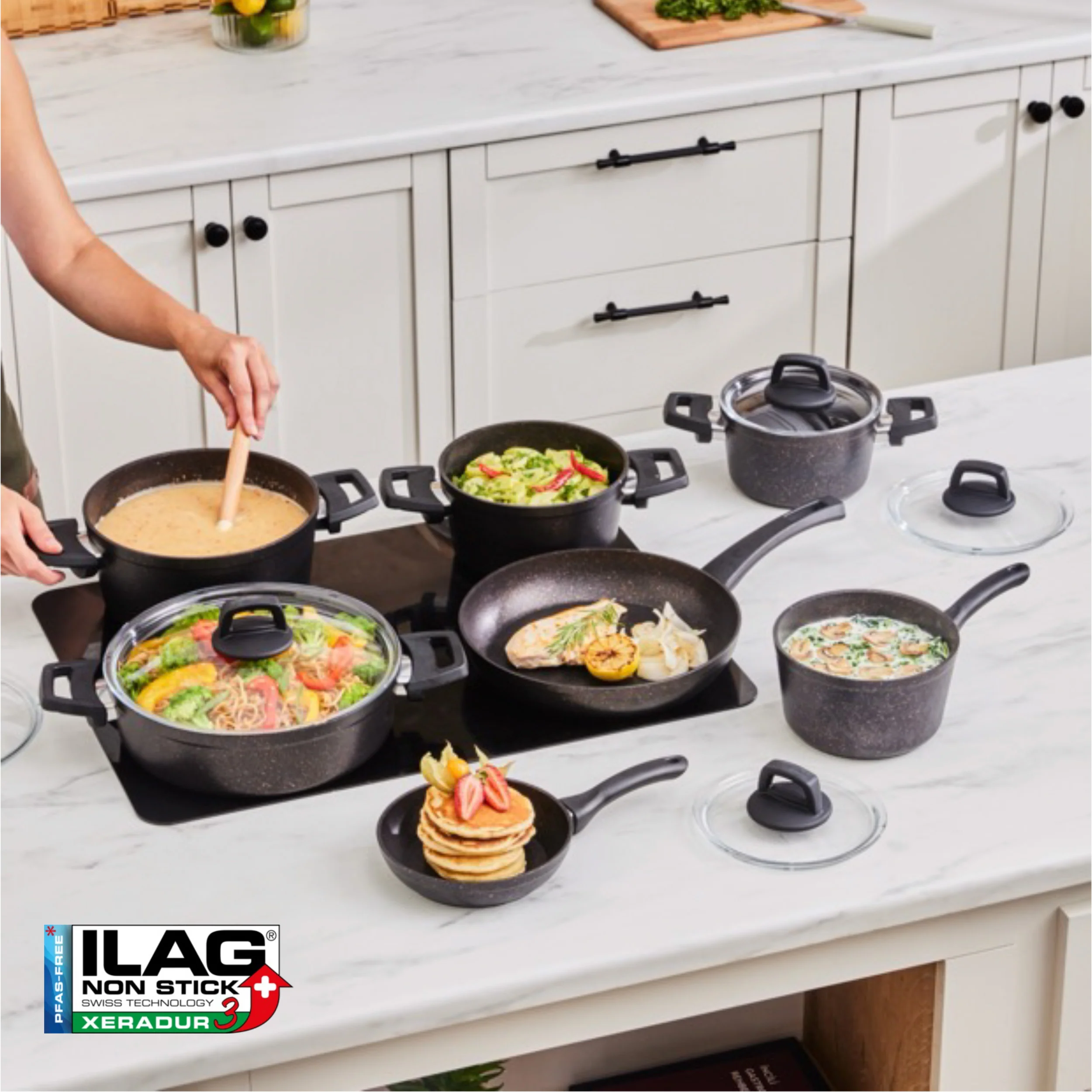Karaca Biogranite Black Gold 12-Piece Non-Stick Induction Cookware Set - Image 7
