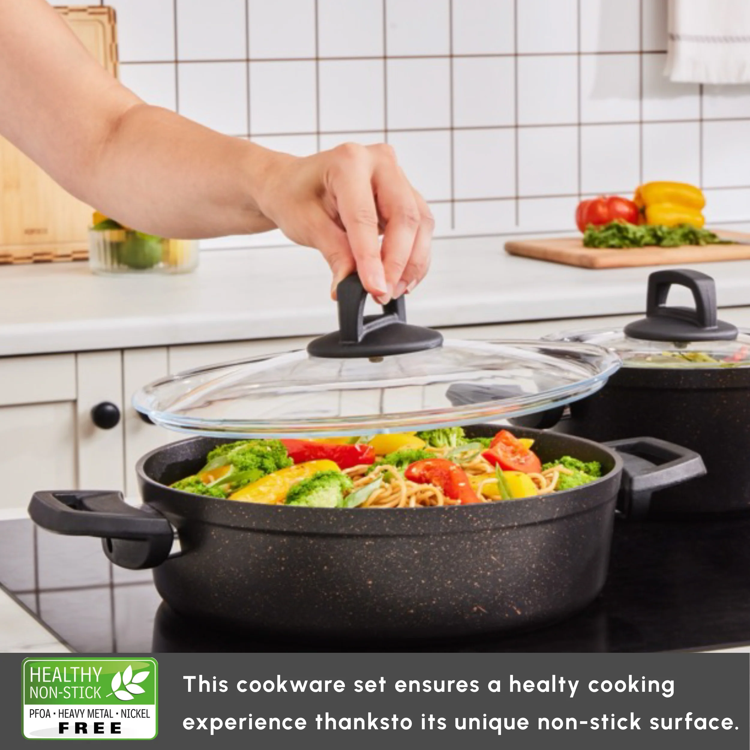 Karaca Biogranite Black Gold 12-Piece Non-Stick Induction Cookware Set - Image 8
