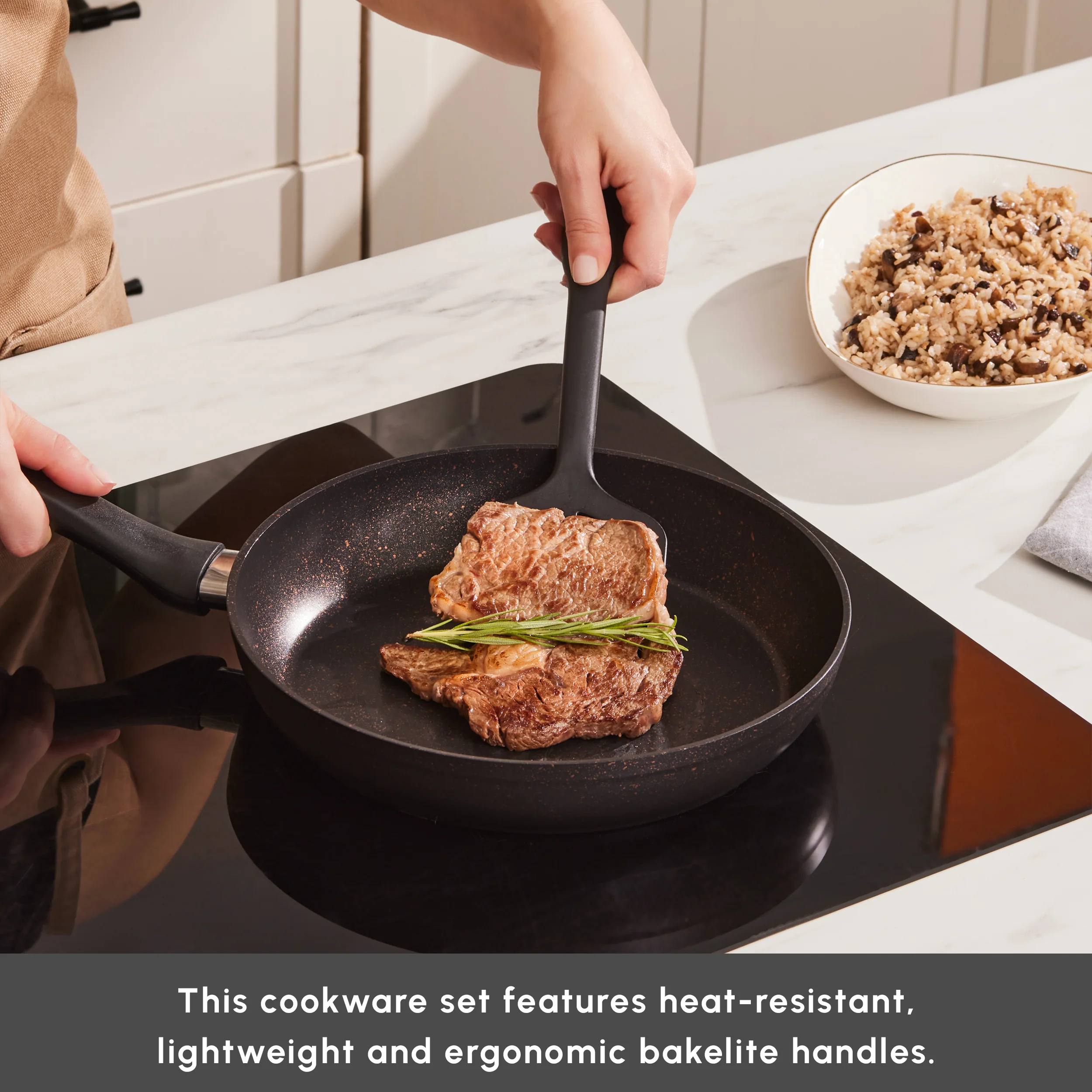 Karaca Blackgold Biogranite 15-Piece Non-Stick Induction Cookware Set, Black Gold - Image 7