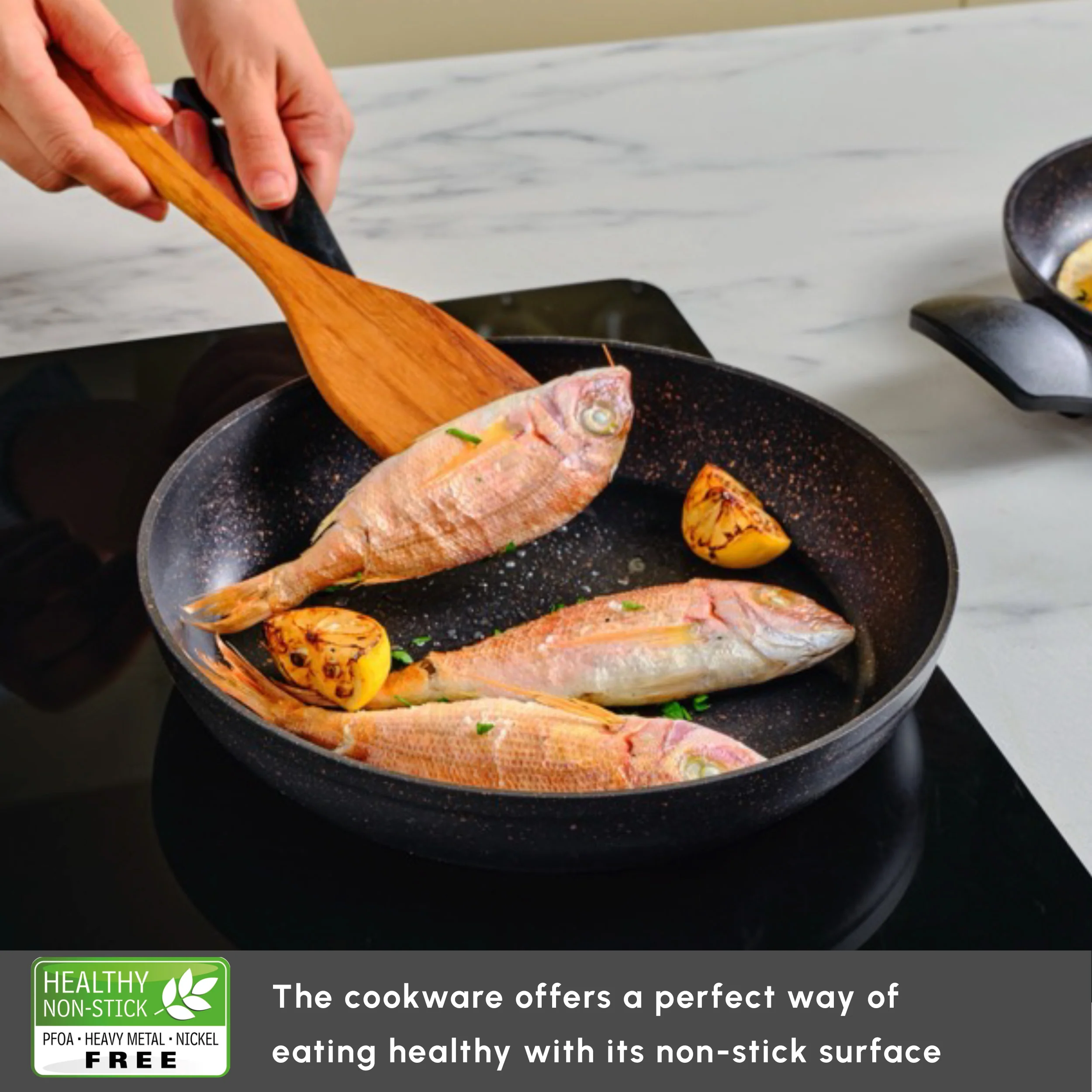 Karaca Blackgold Biogranite 2-Piece Non-Stick Induction Pan Set, Black Gold - Image 6