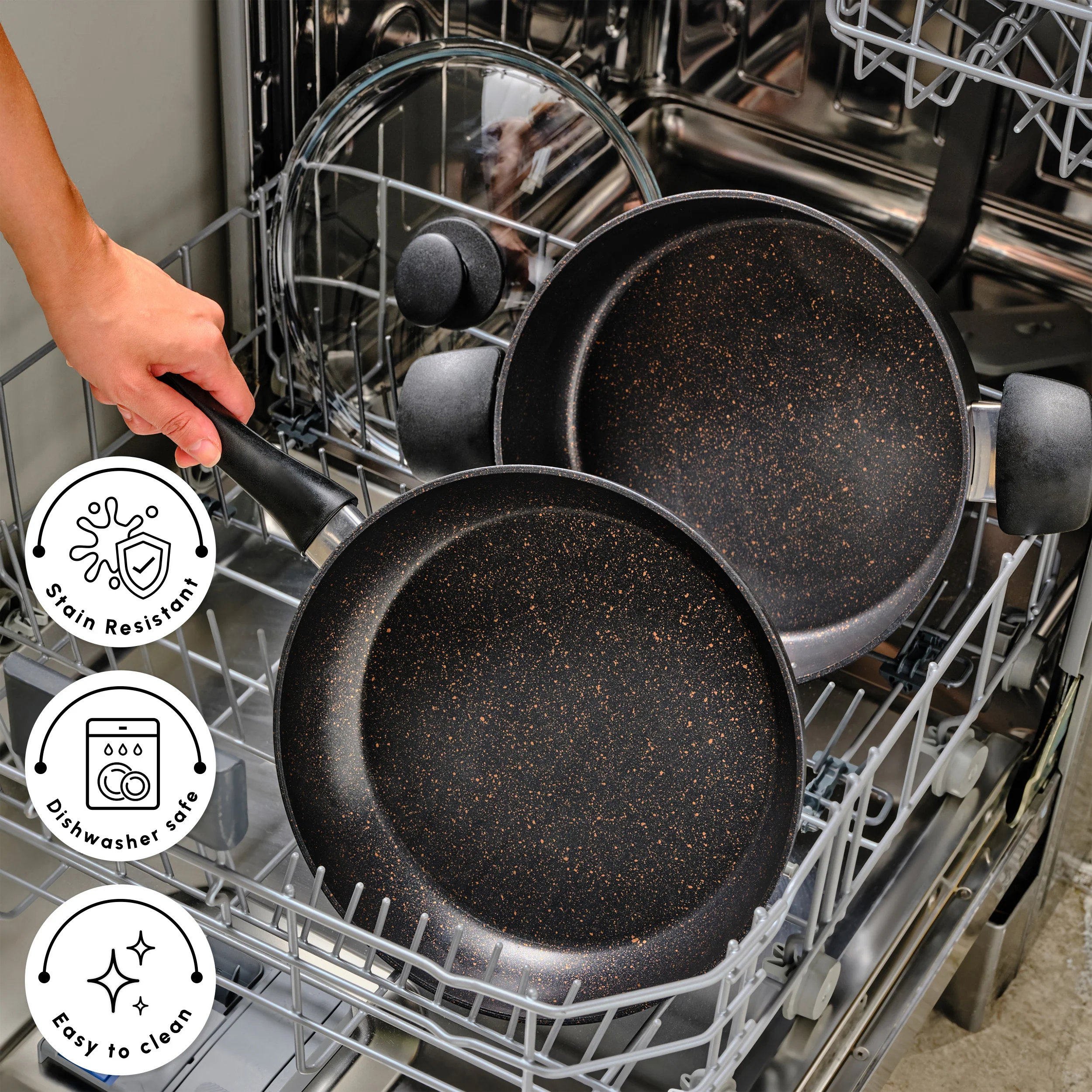 Karaca Blackgold Biogranite 3-Piece Non-Stick Induction Cookware Set, Black Gold - Image 7