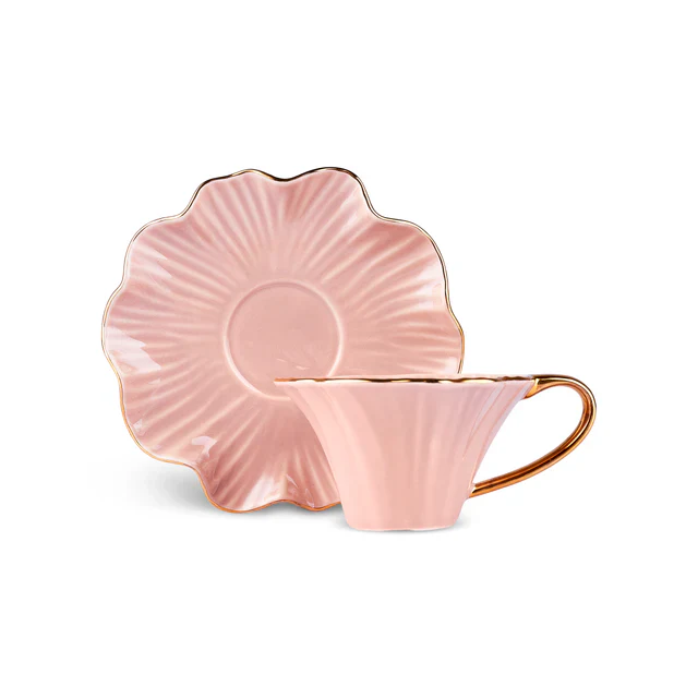 Karaca Bliss 12-Piece Porcelain Turkish Coffee Cup Set for 6 People, 90ml, Pink - Image 6