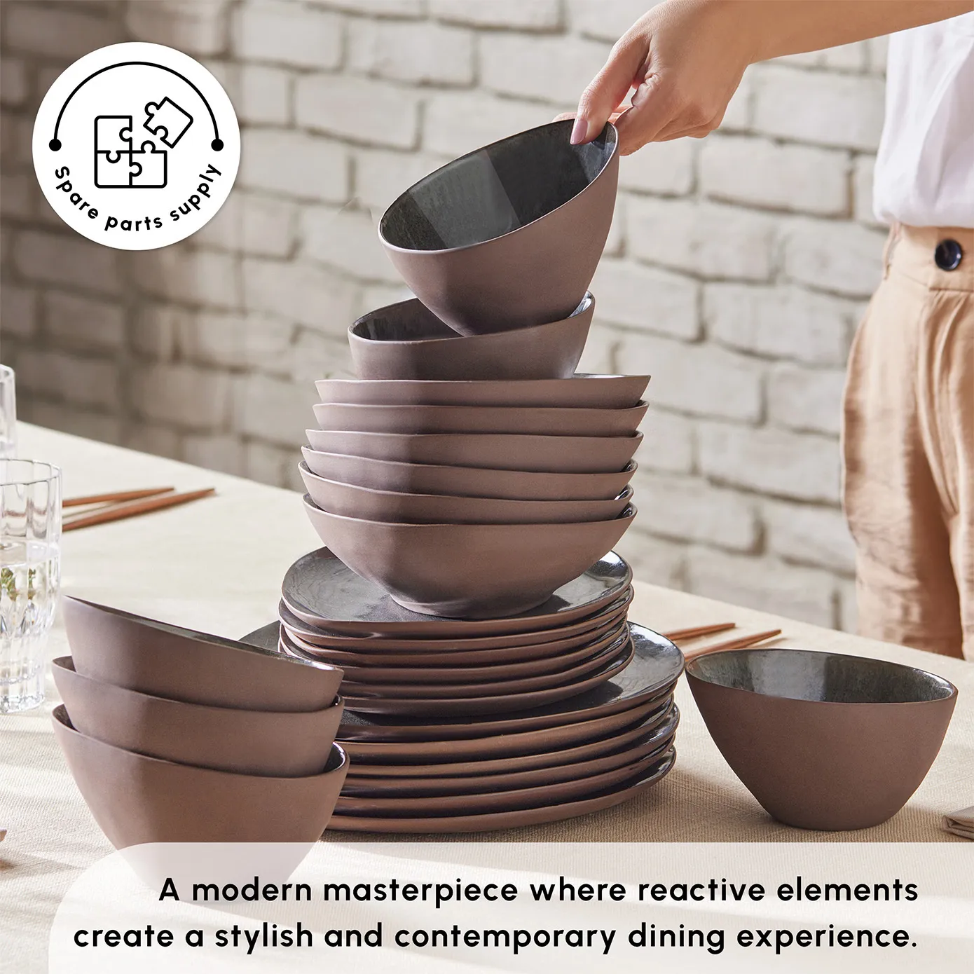 Karaca Bonn 24-Piece Reactive Glaze Dinner Set for 6 People, Multi - Image 6