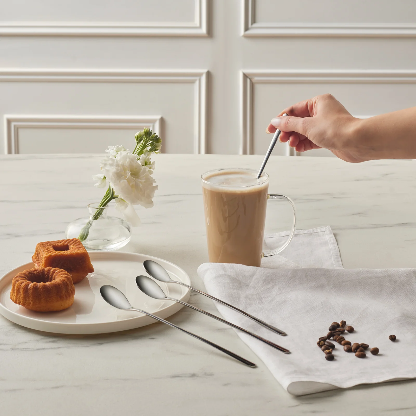 Karaca Boreas 4-Piece Stainless Steel Latte Spoon, Silver - Image 3