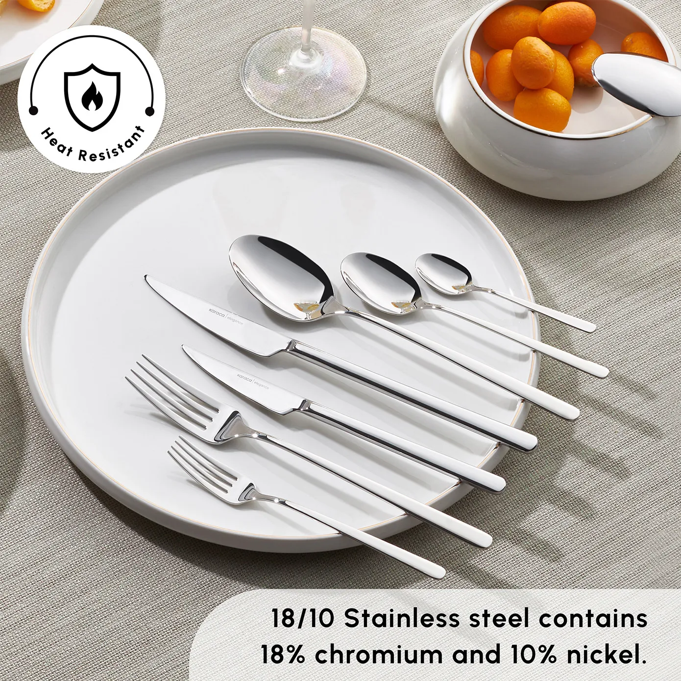 Karaca Boreas 84-Piece Stainless Steel Cutlery Set for 12 People, Silver - Image 4