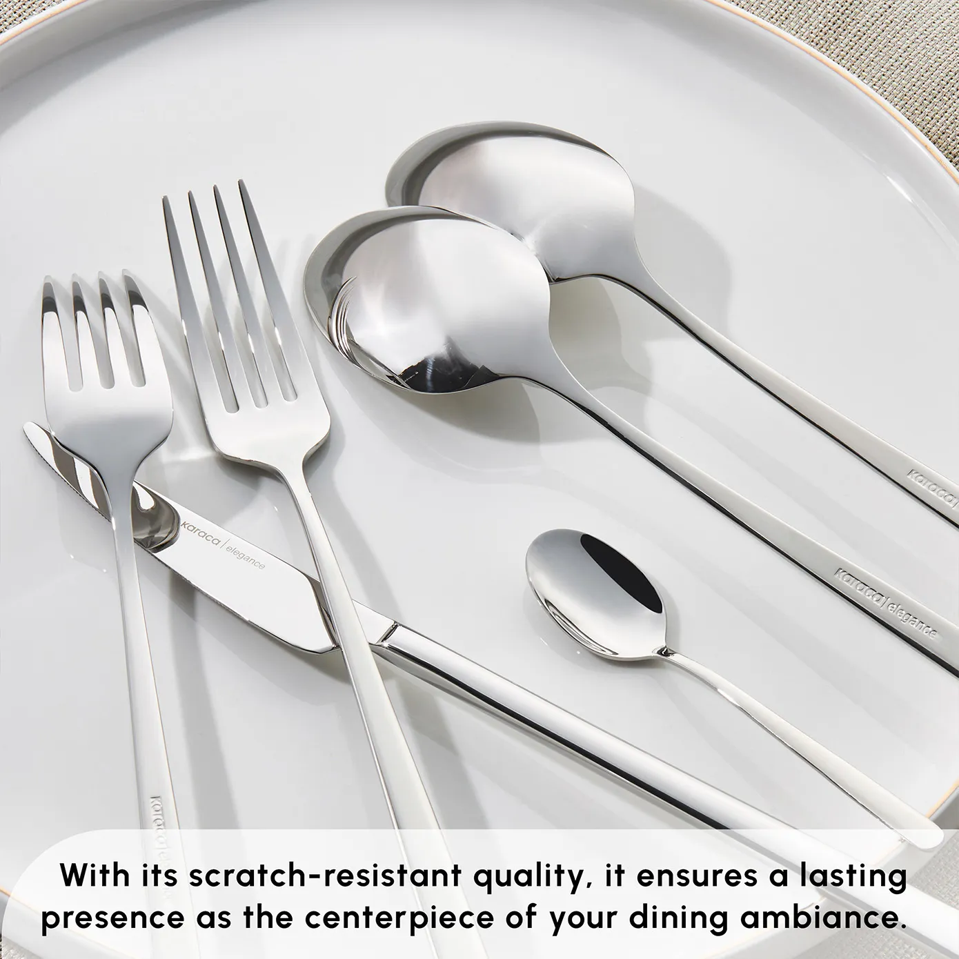 Karaca Boreas 84-Piece Stainless Steel Cutlery Set for 12 People, Silver - Image 6