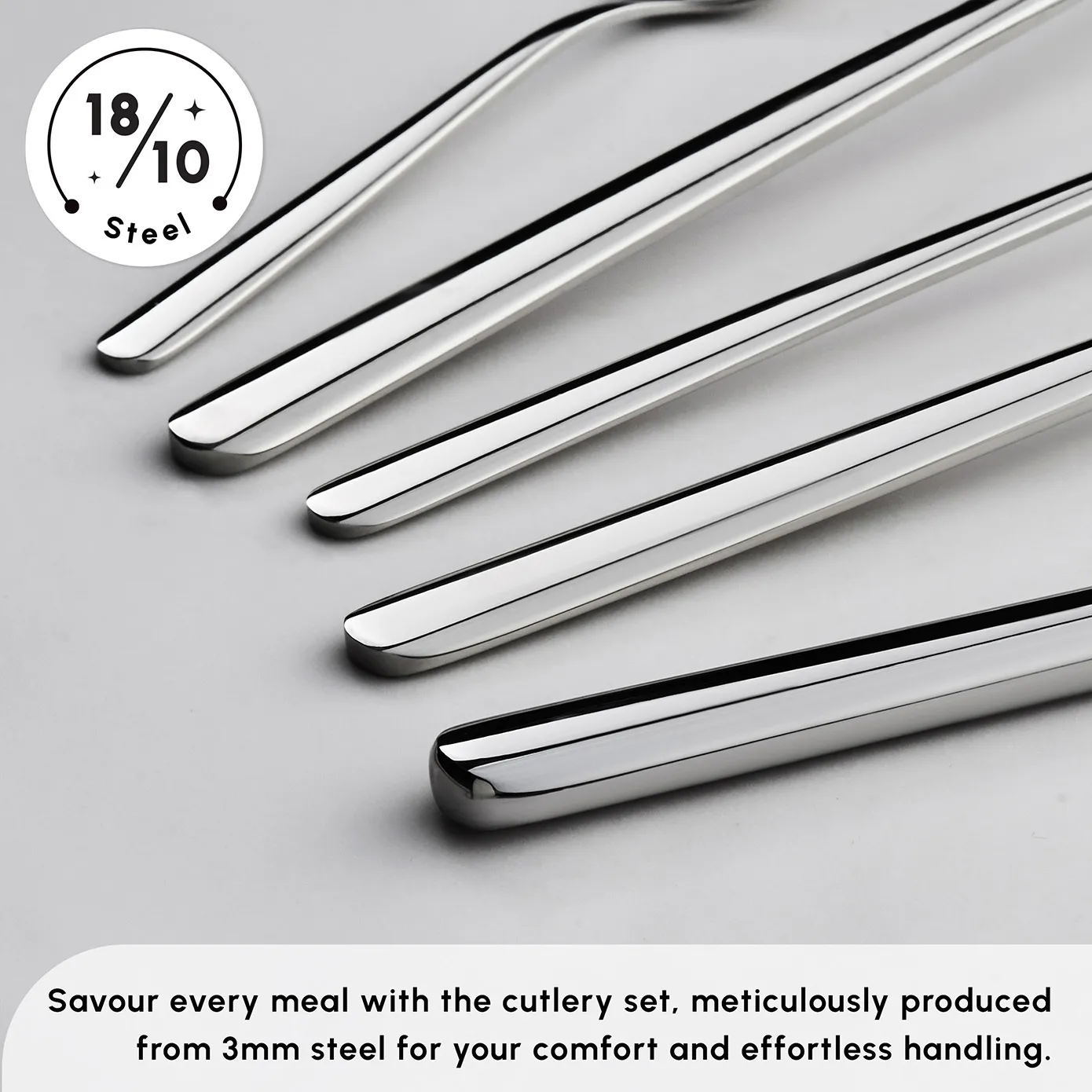 Karaca Boreas 84-Piece Stainless Steel Cutlery Set for 12 People, Silver - Image 7