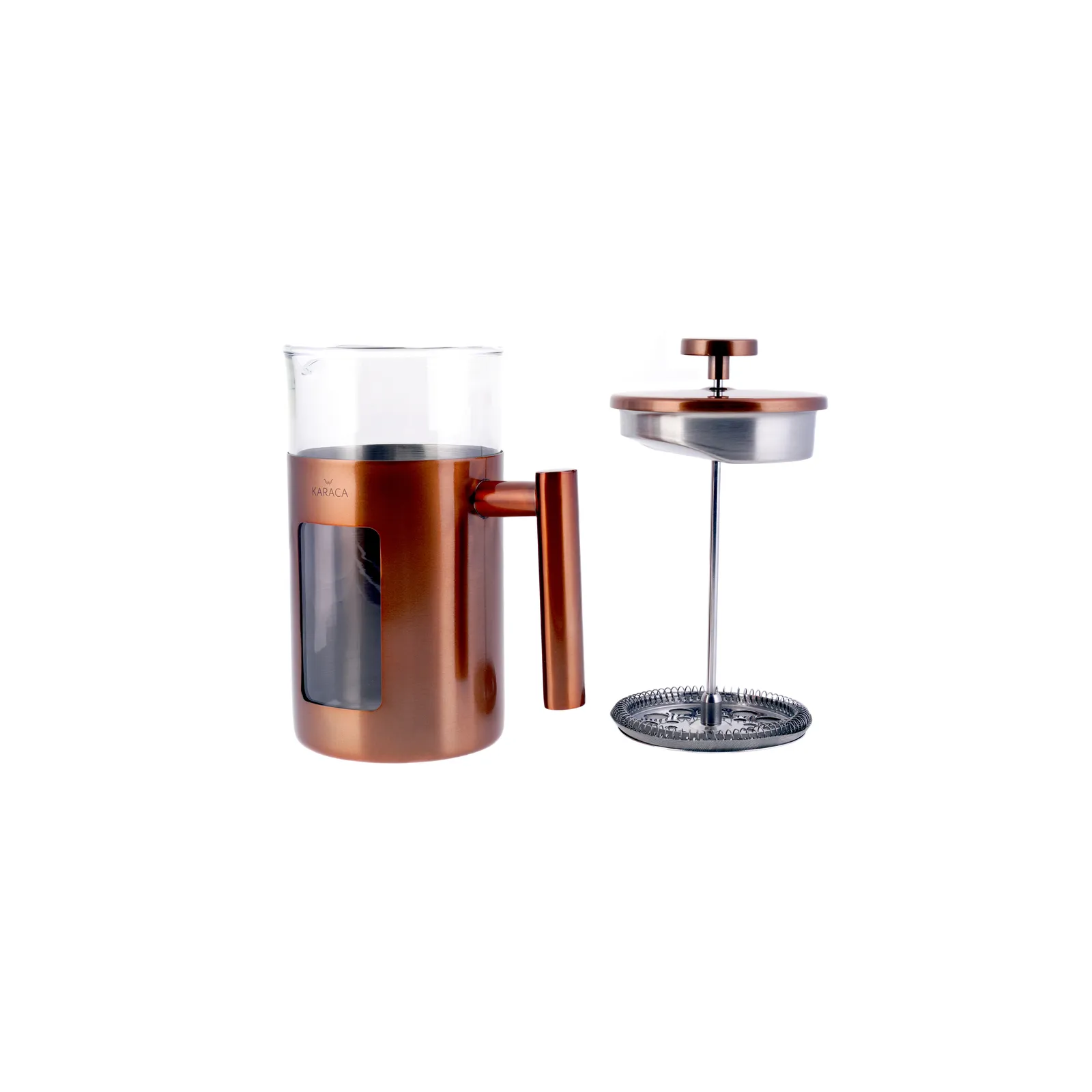 Karaca Borosilicate Glass Copper French Press, 1000ml, Copper Silver - Image 4