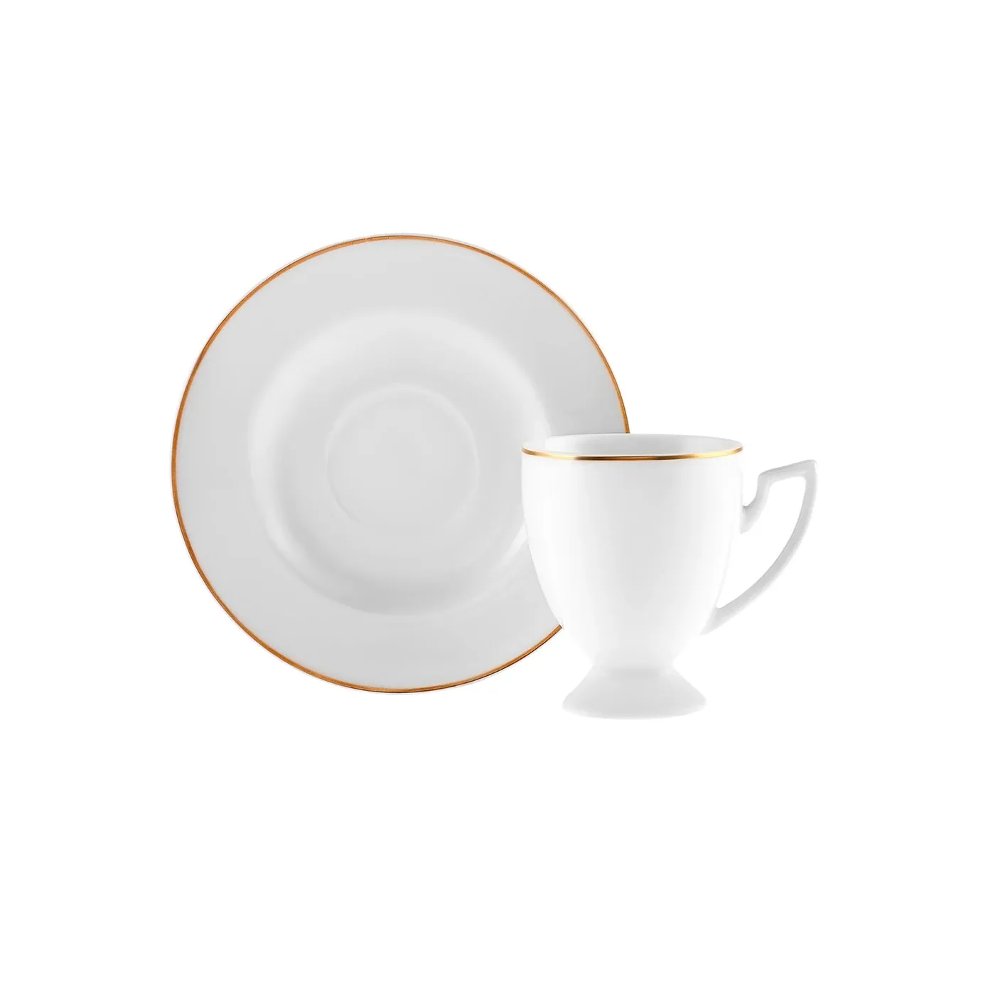 Karaca Boyoz 12-Piece Porcelain Espresso Turkish Coffee Cup Set for 6 People, 85ml, White Gold - Image 8