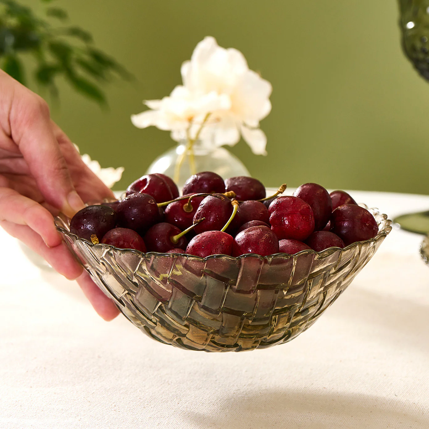 Karaca Braid Lustrous Glass Bowl, 16cm, Luster - Image 2