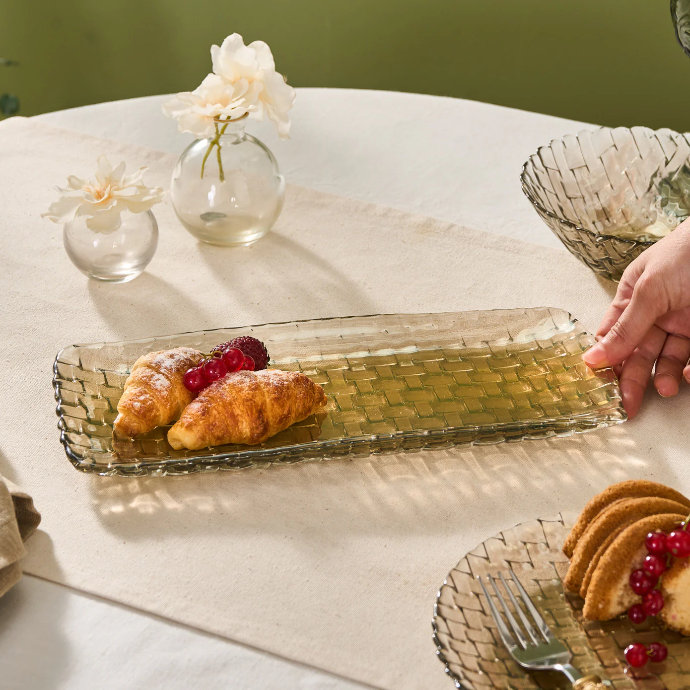 Karaca Braid Lustrous Glass Large Serving Platter, 32,5x13,5cm, Luster - Image 3