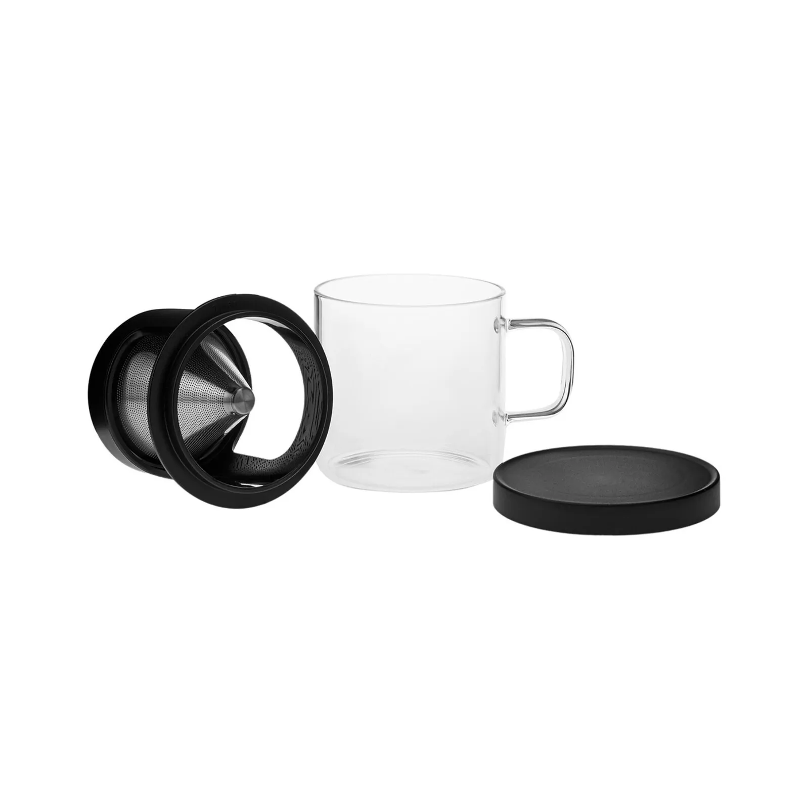 Karaca Brewy Glass Coffee Dripper Mug, 300ml, Black - Image 2