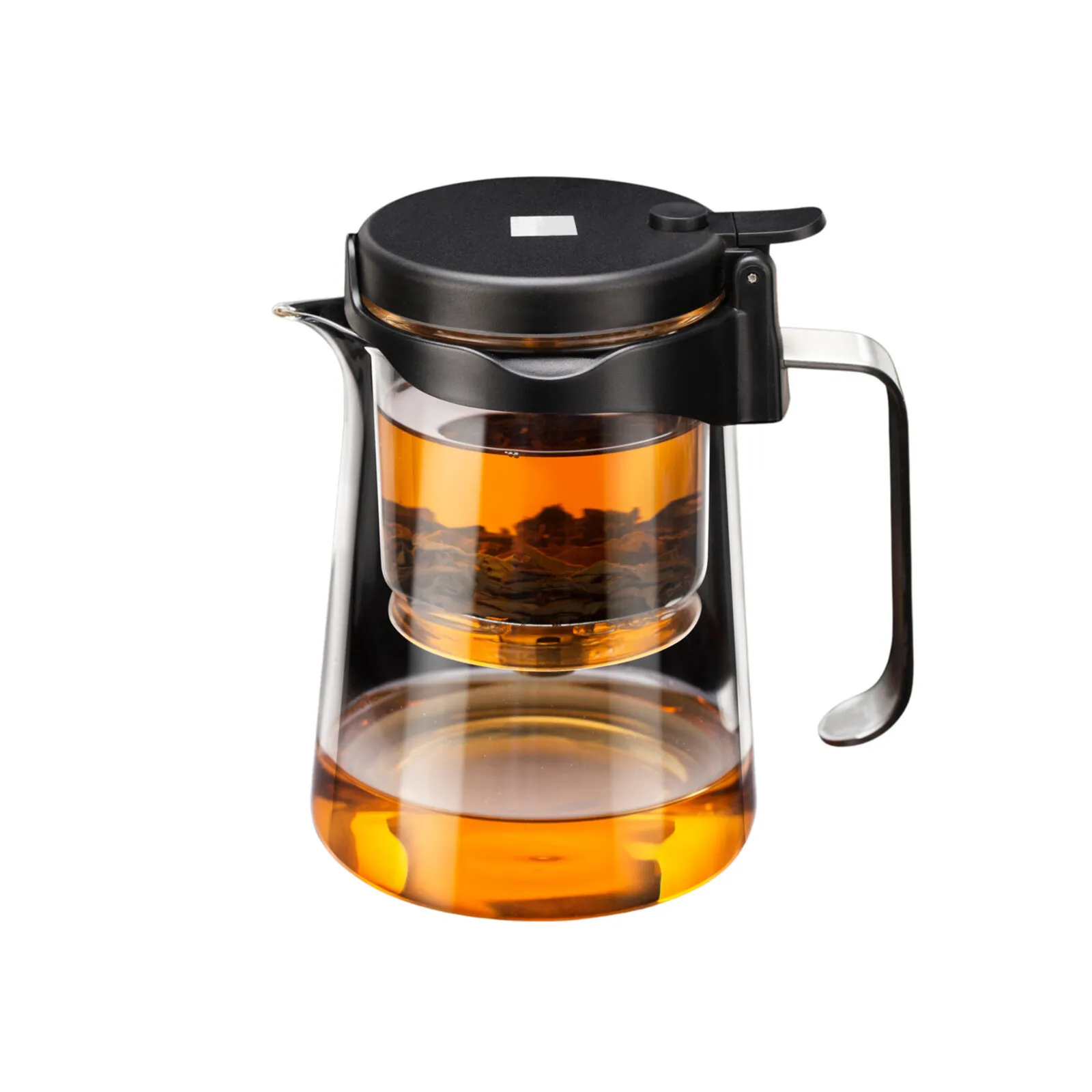 Karaca Brewy Glass Tea French Press, 550ml, Black - Image 2