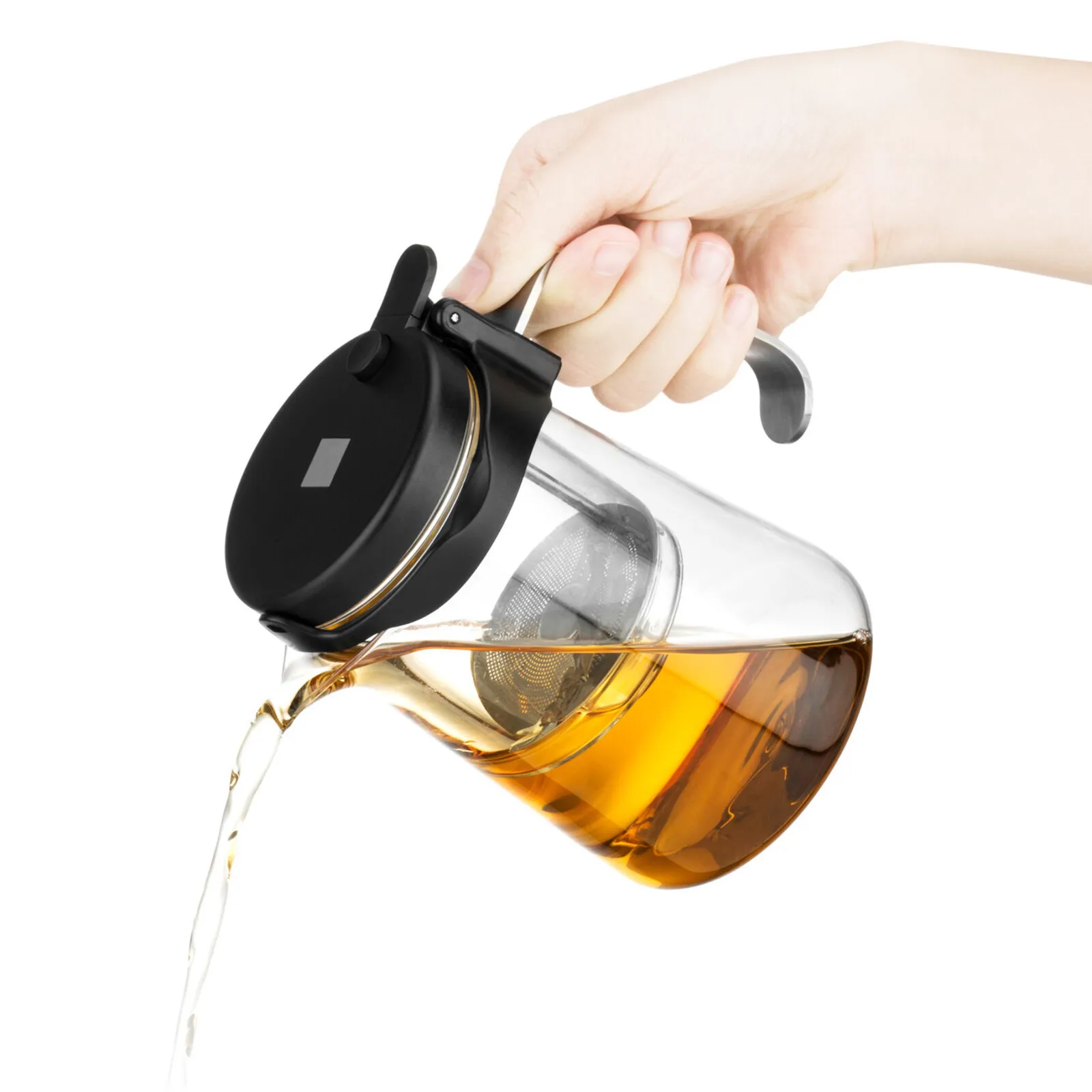 Karaca Brewy Glass Tea French Press, 550ml, Black - Image 3
