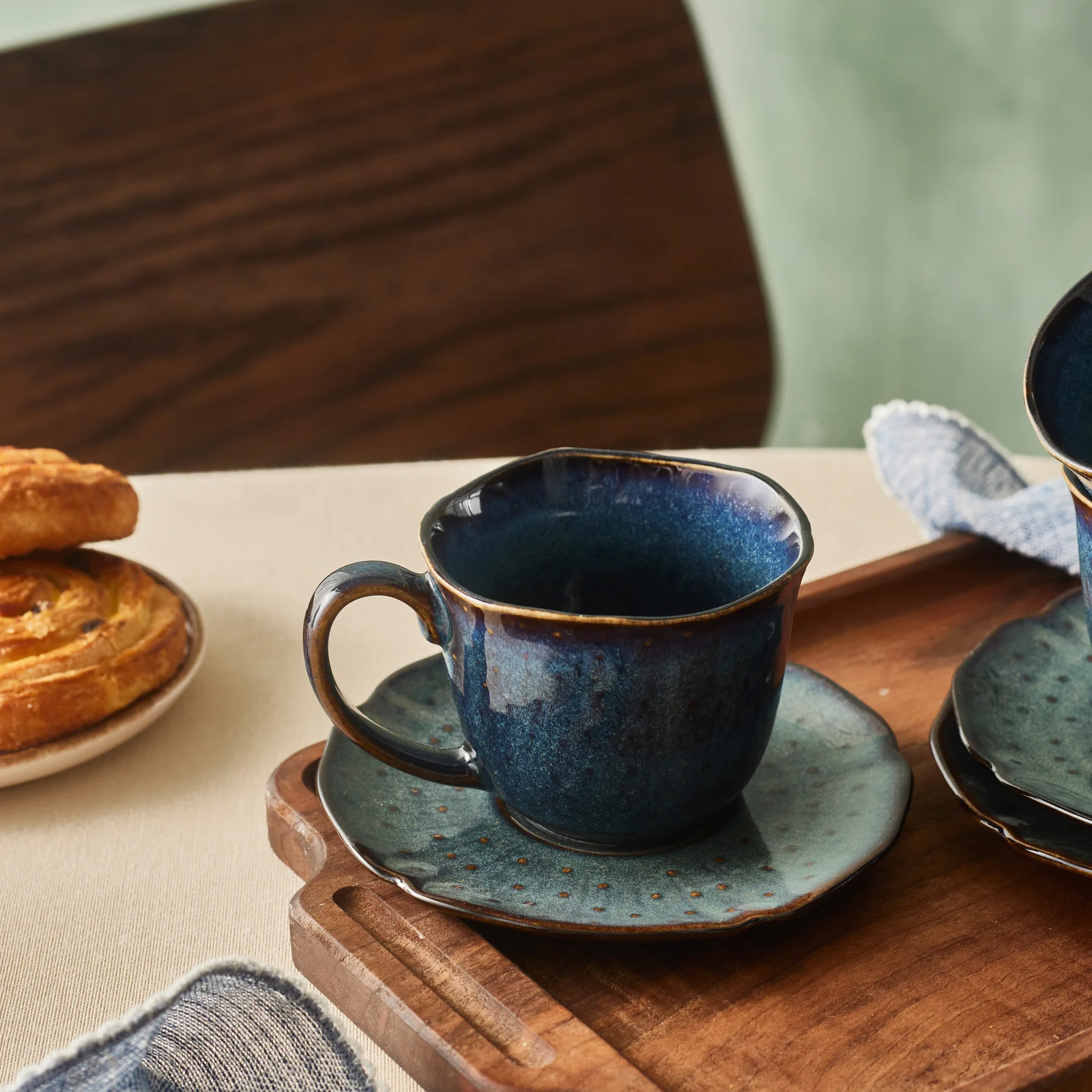 Karaca Bryggen 12-Piece Reactive Glaze Tea Cup and Saucer Set for 6 People, 250ml, Multi - Image 4