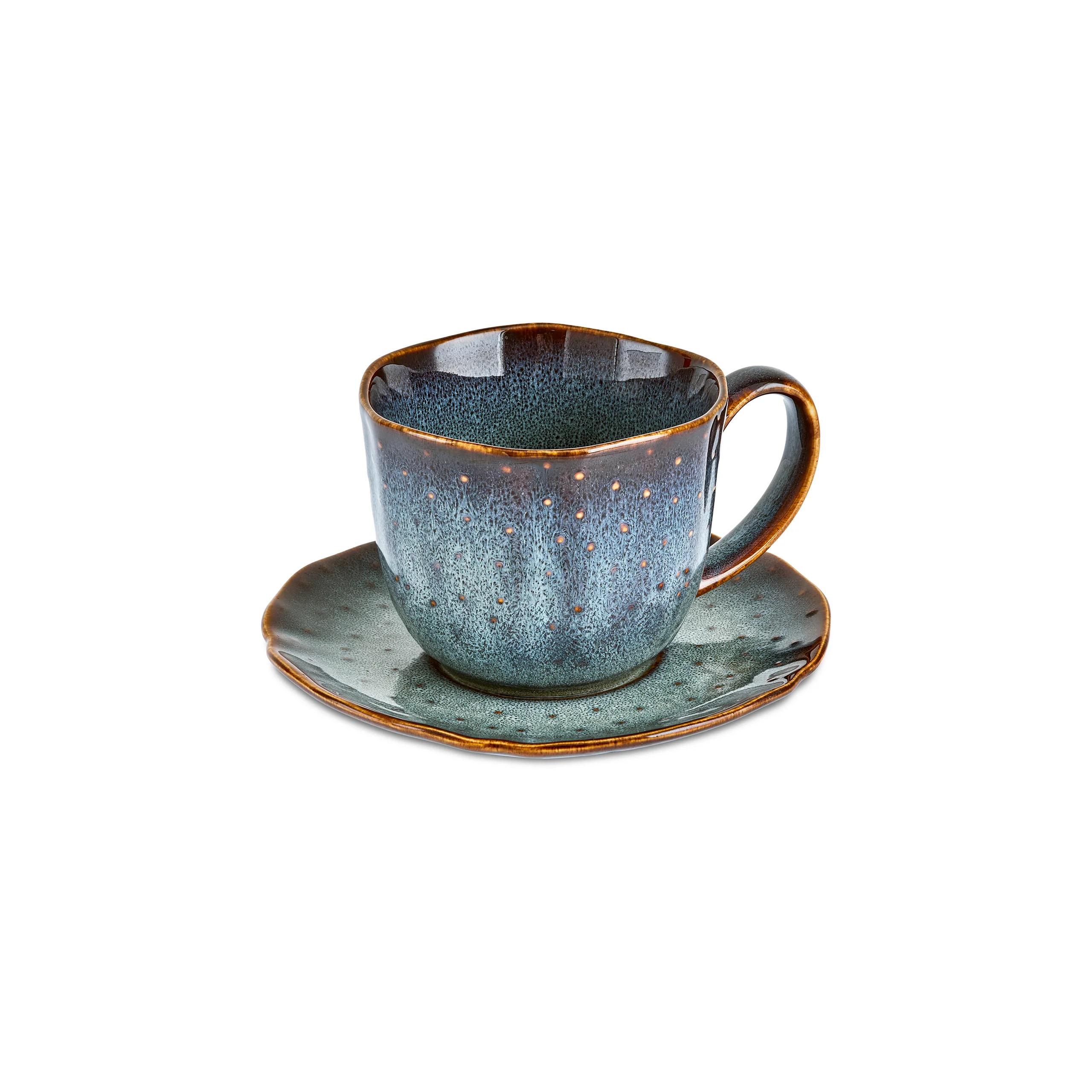 Karaca Bryggen 12-Piece Reactive Glaze Tea Cup and Saucer Set for 6 People, 250ml, Multi - Image 7