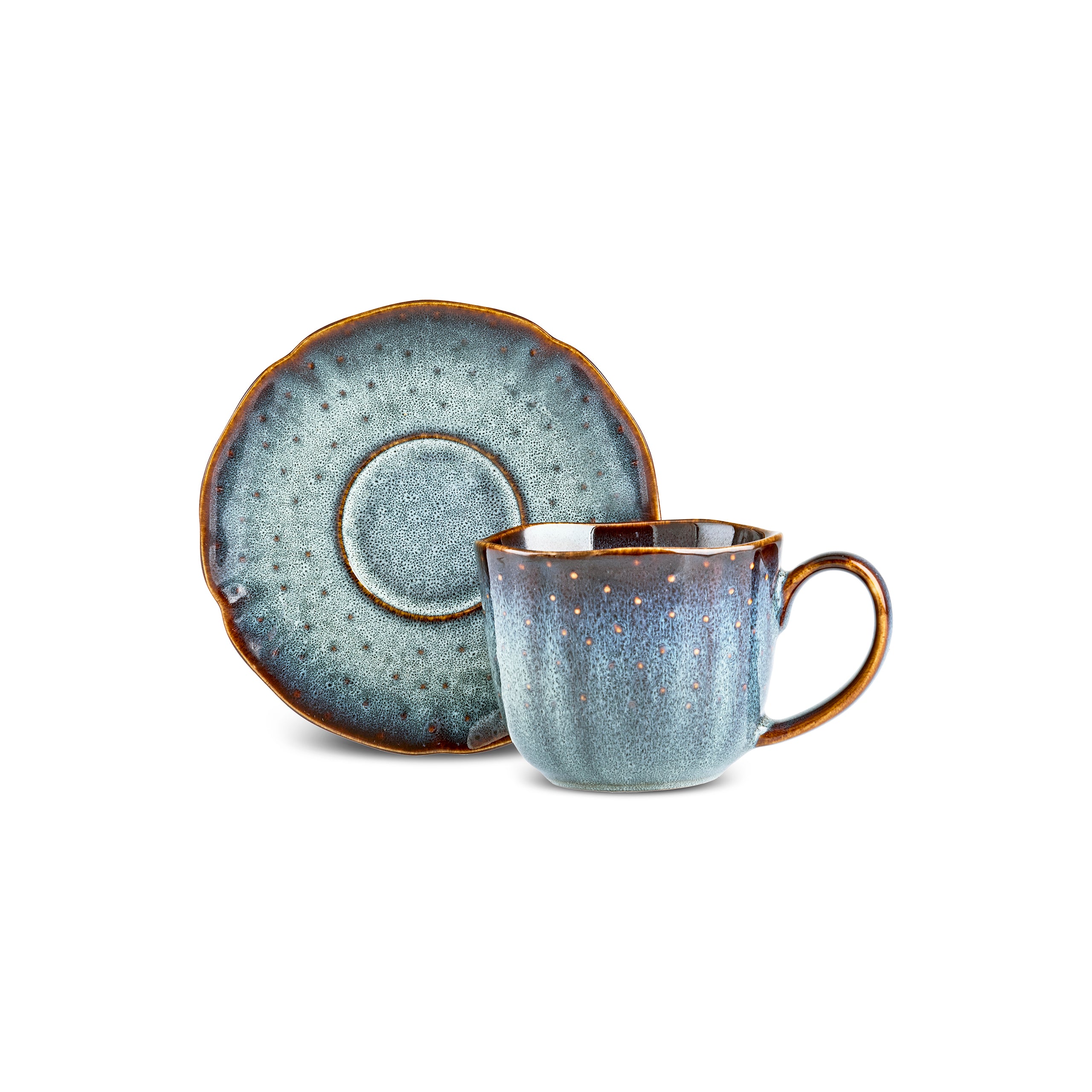 Karaca Bryggen 12-Piece Reactive Glaze Tea Cup and Saucer Set for 6 People, 250ml, Multi - Image 8