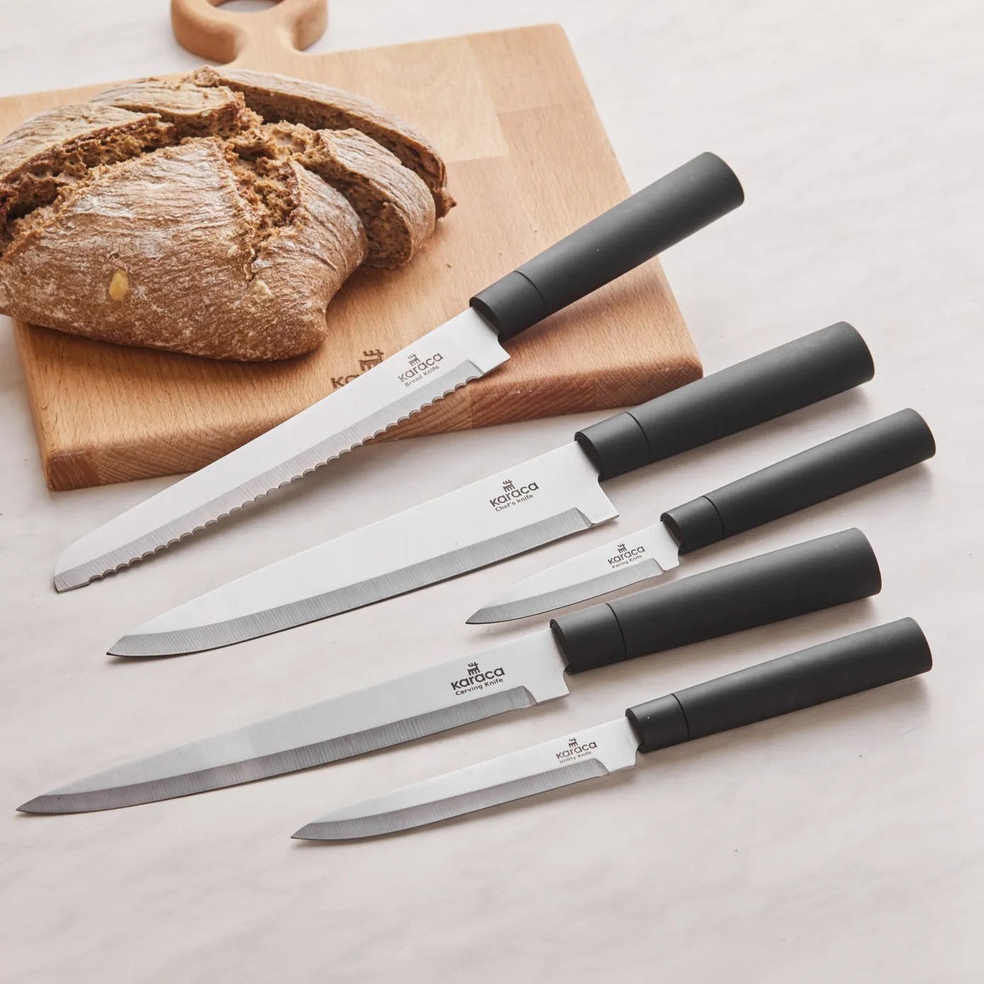 Karaca Burby Wood Knife Block Set and Kitchen Utensil Set, 14 Piece, Wood Black - Image 2