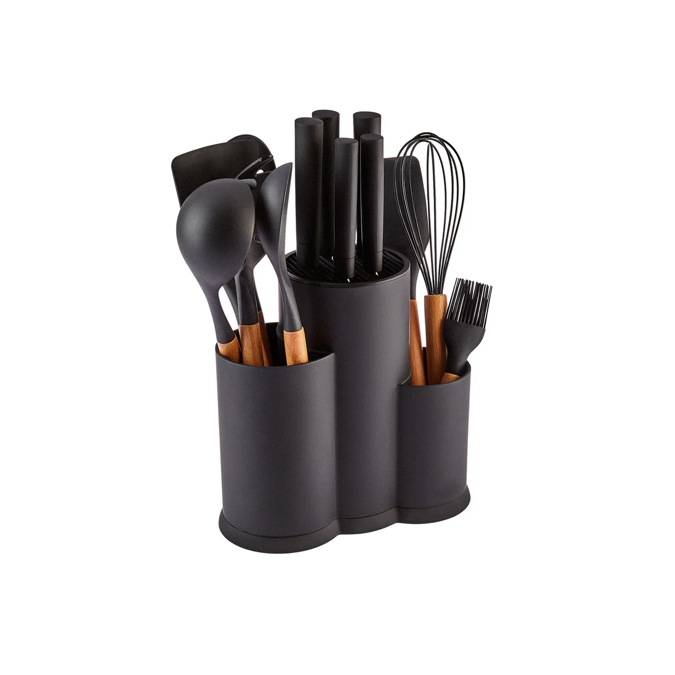 Karaca Burby Wood Knife Block Set and Kitchen Utensil Set, 14 Piece, Wood Black - Image 8