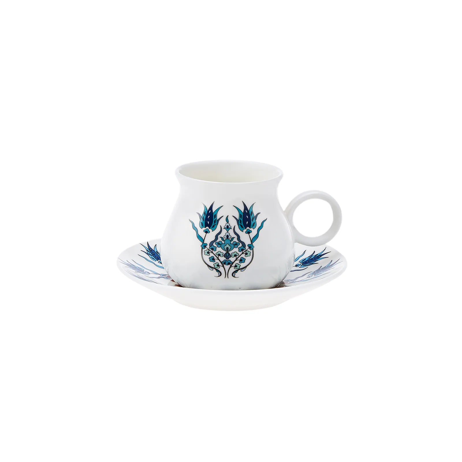 Karaca Bursa 12-Piece Porcelain Espresso Turkish Coffee Cup Set for 6 People, 90ml, Blue White - Image 7