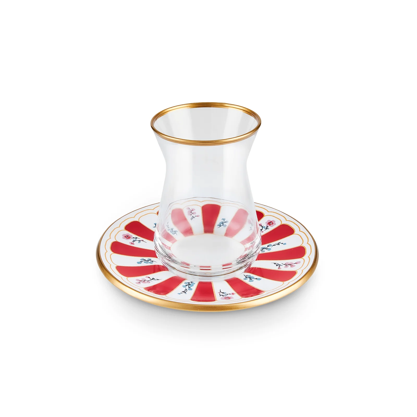 Karaca Bursa 12-Piece Glass Turkish Tea Set for 6 People, 132ml, Red - Image 10
