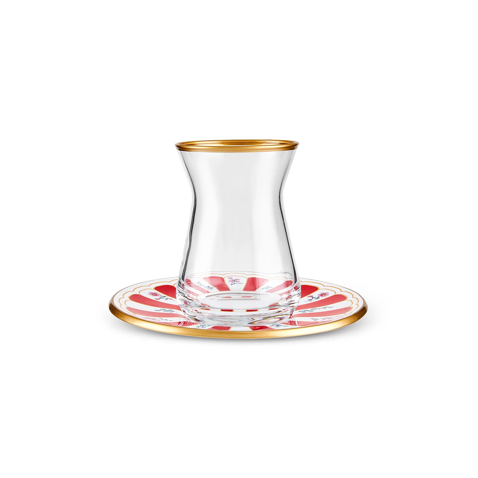 Karaca Bursa 12-Piece Glass Turkish Tea Set for 6 People, 132ml, Red - Image 8