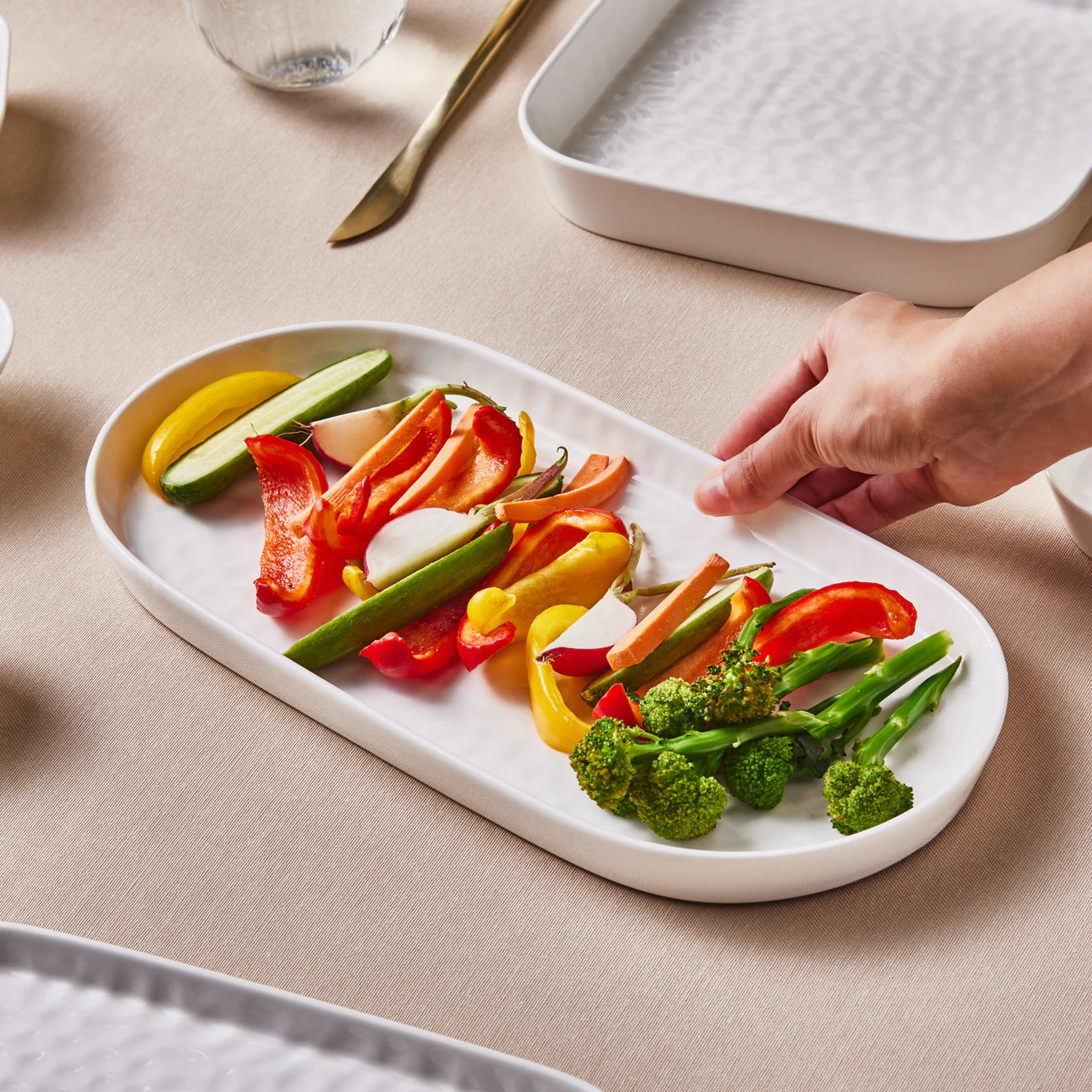 Karaca x by Refika Bembeyaz Bone China Oval Serving Platter, 34cm, White - Image 2