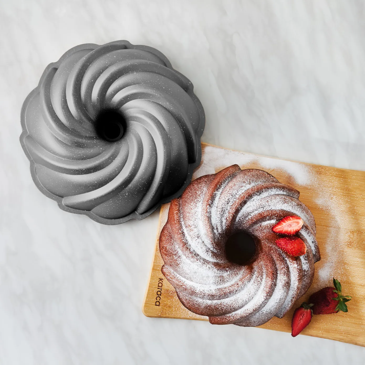 Karaca Cake Pro Aluminium Cast Decorative Cake Tin, 24cm, Anthracite - Image 3