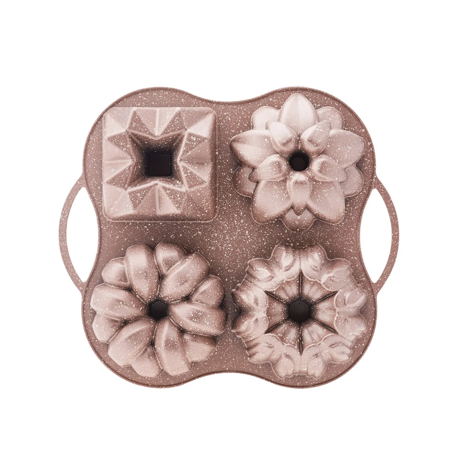 Karaca Cake Pro Aluminium Cast Decorative Cake Tin, 4 Piece, 28cmx35cm, Rose Gold - Image 2