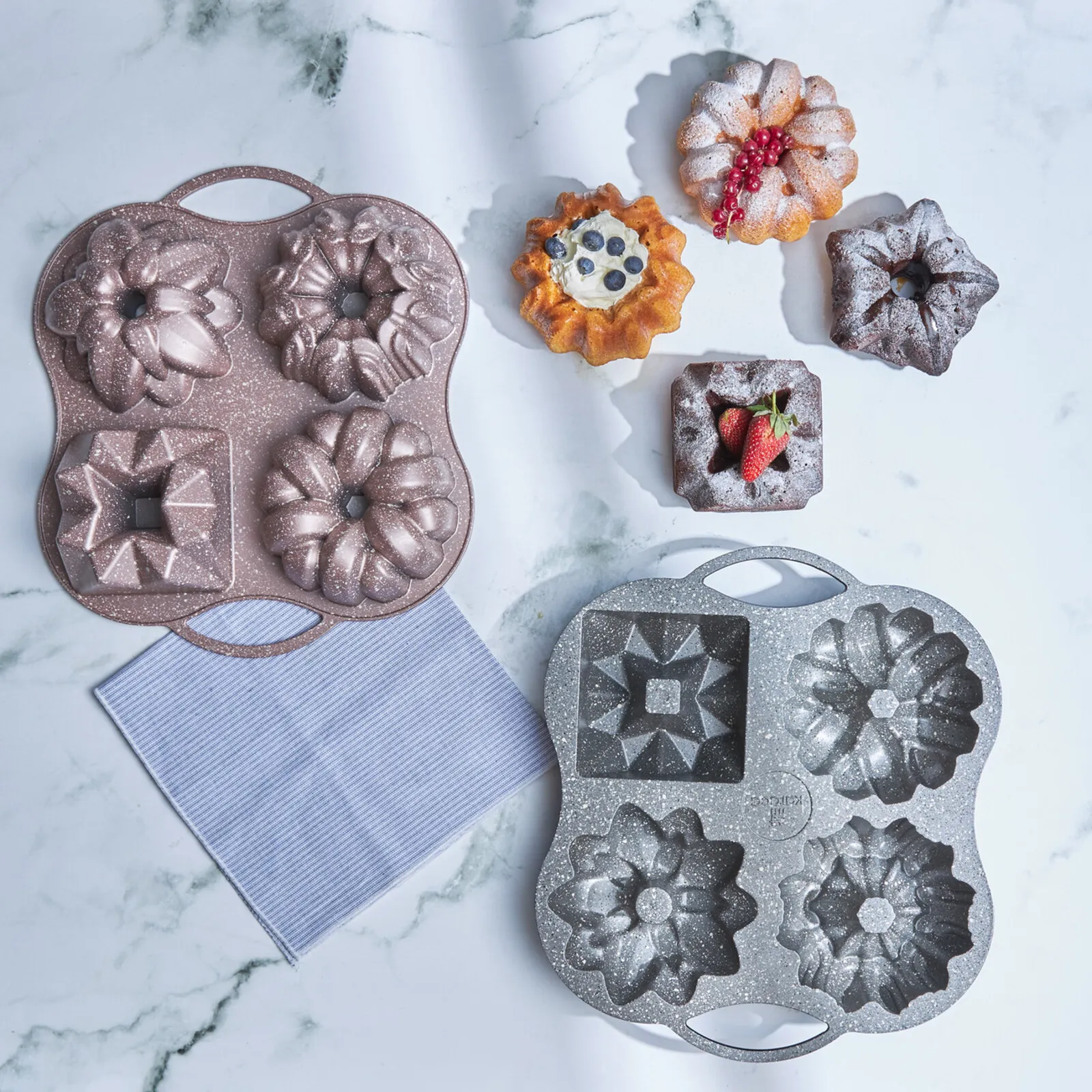 Karaca Cake Pro Aluminium Cast Decorative Cake Tin, 4 Piece, 28cmx35cm, Rose Gold - Image 5