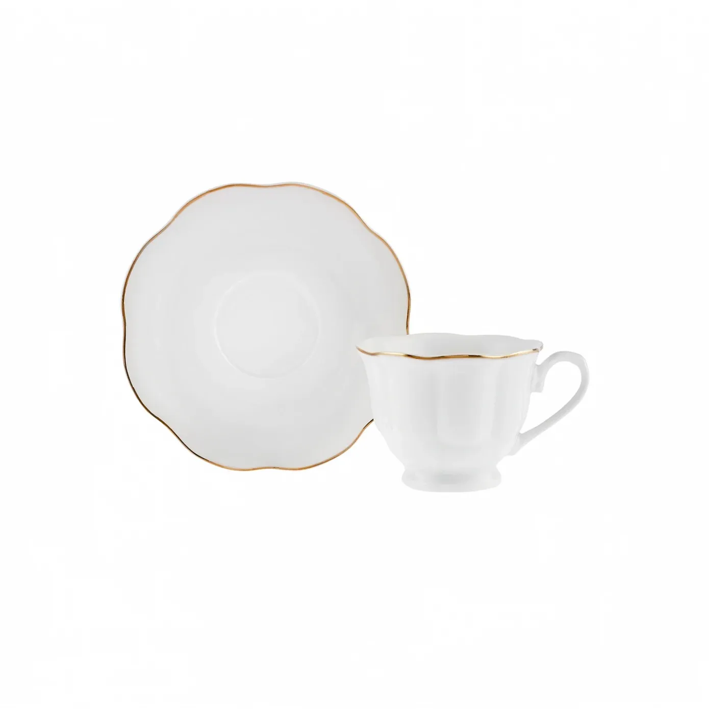 Karaca Çan 12-Piece Porcelain Espresso Turkish Coffee Cup Set for 6 People, 90ml, White Gold - Image 7