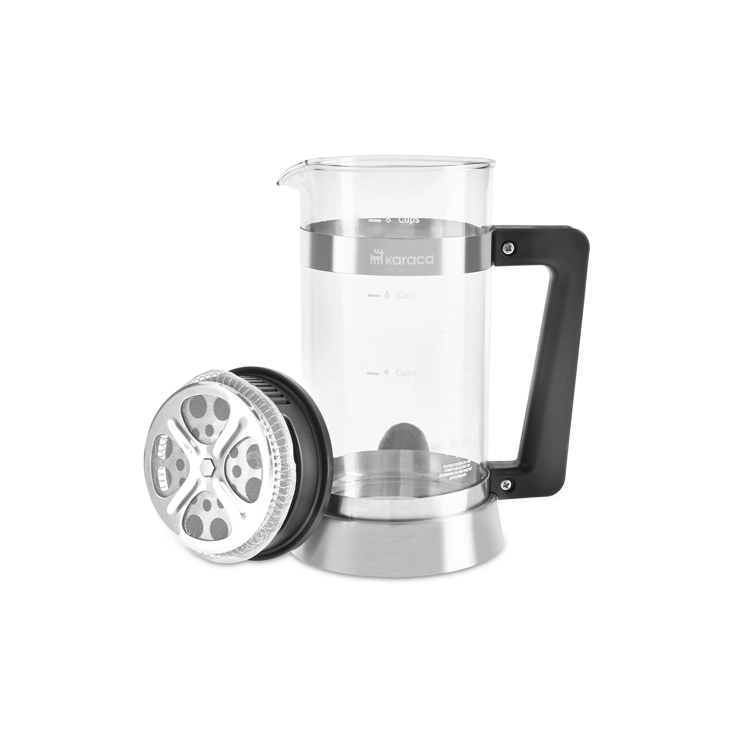 Karaca Cavira Borosilicate Glass French Press, 1000ml, Black Metal - Image 10