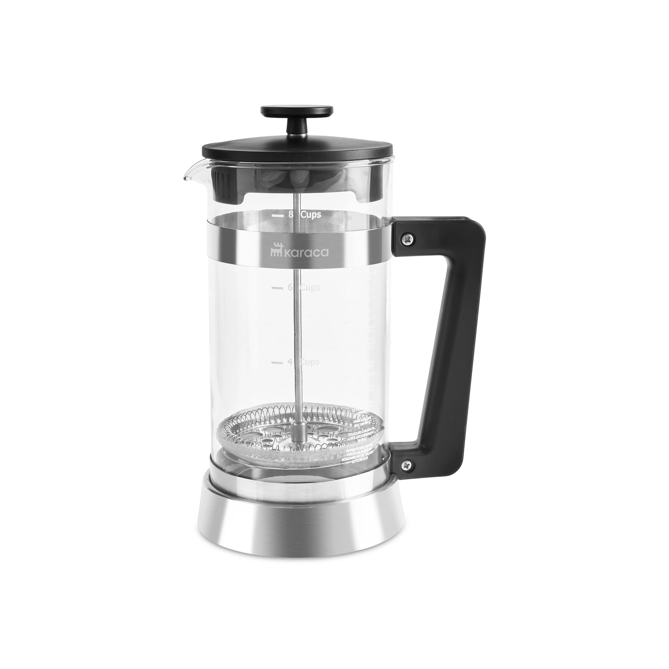 Karaca Cavira Borosilicate Glass French Press, 1000ml, Black Metal - Image 8