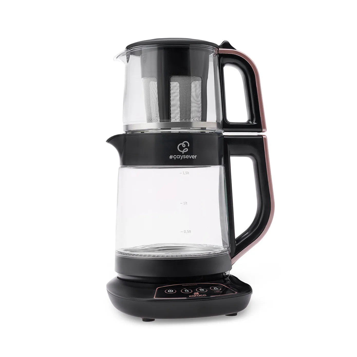 Karaca Caysever 3 in 1 Talking Automatic Tea Maker Kettle and Baby Food Water Preparation, 1700W, Rose Gold - Image 3
