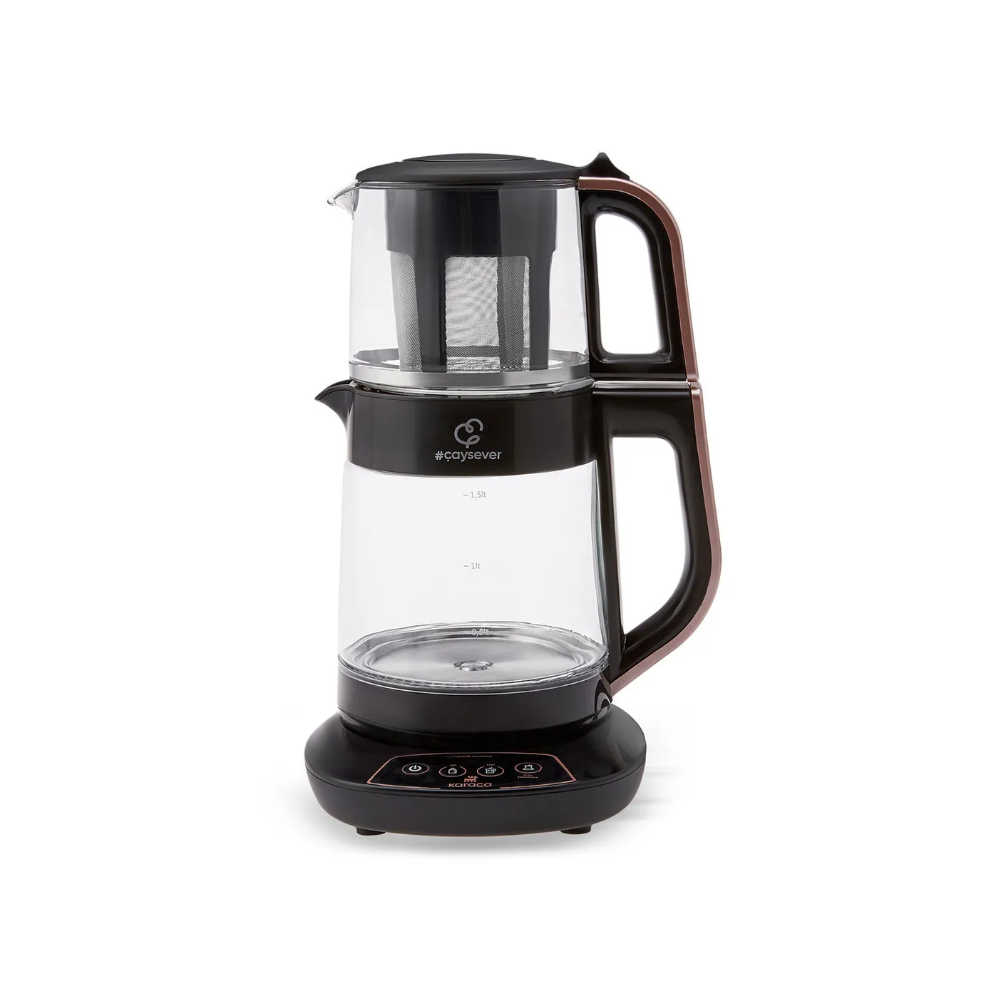 Karaca Caysever 3 in 1 Talking Automatic Tea Maker Kettle and Baby Food Water Preparation, 1700W, Rose Gold - Image 4