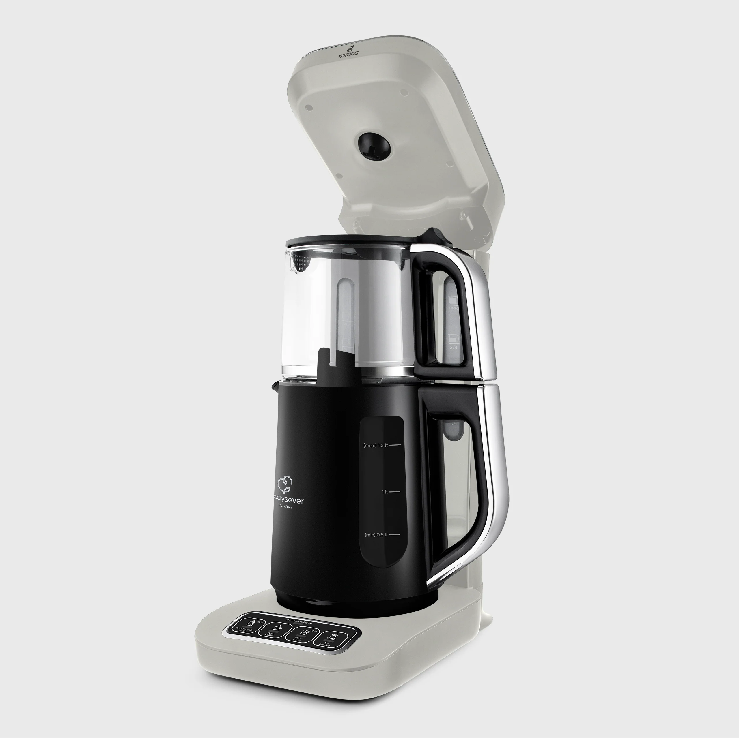 Karaca Caysever Robotea Pro 4 in 1 Talking Automatic Tea Maker Kettle and Filter Coffee Maker, 2500W, Starlight - Image 4