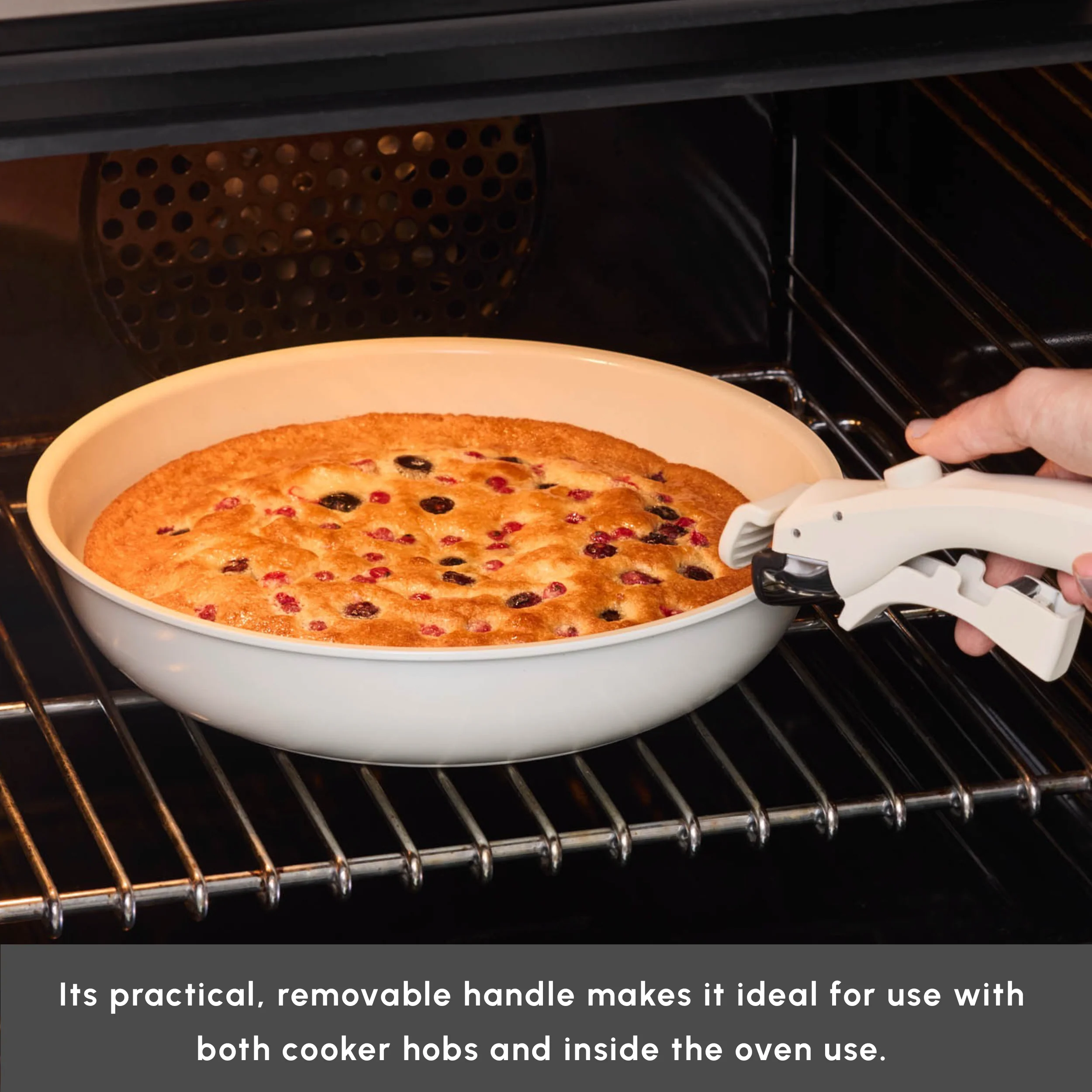 Karaca Ceramica Comfort 6-Piece Non-Stick Induction Detachable Cookware Set, Cream - Image 6